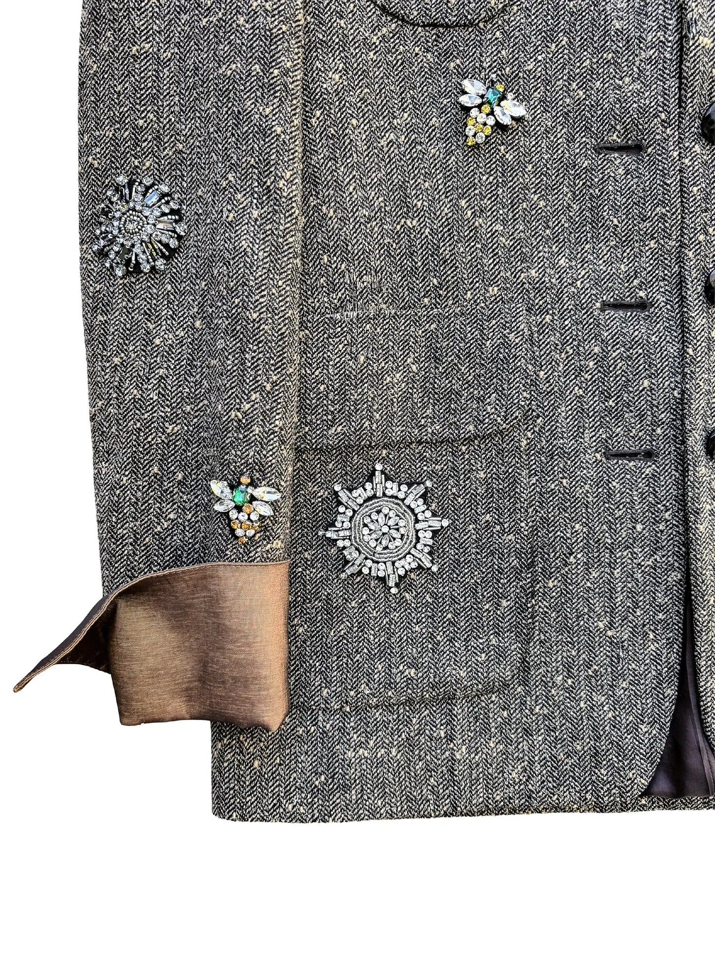Royal Love Tweed Jacket with Velvet Collar & Sequin Pup