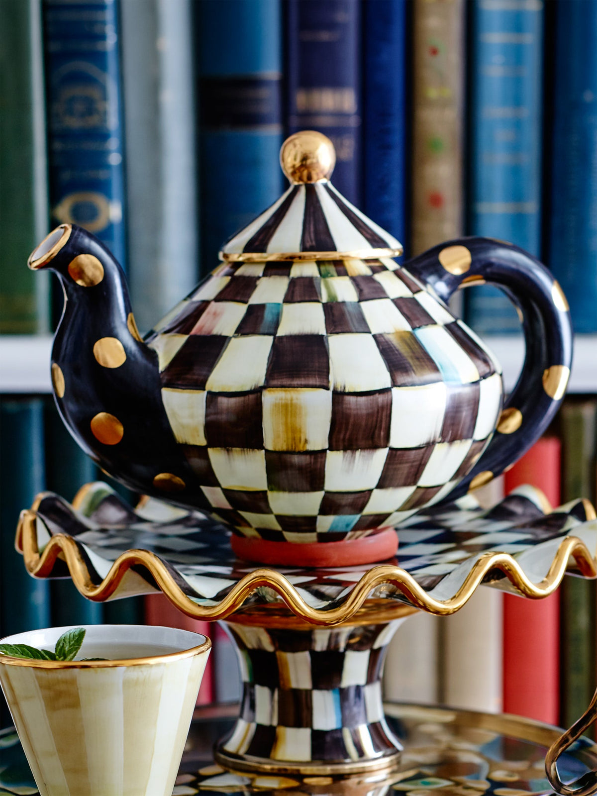 Courtly Check Ceramic Teapot MacKenzie-Childs