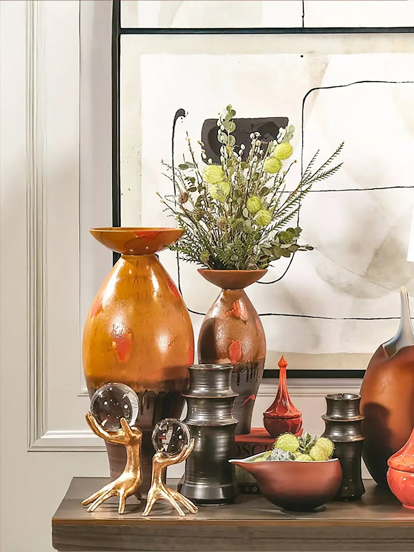 Hands on Sphere Gold Leaf Sculpture - Large