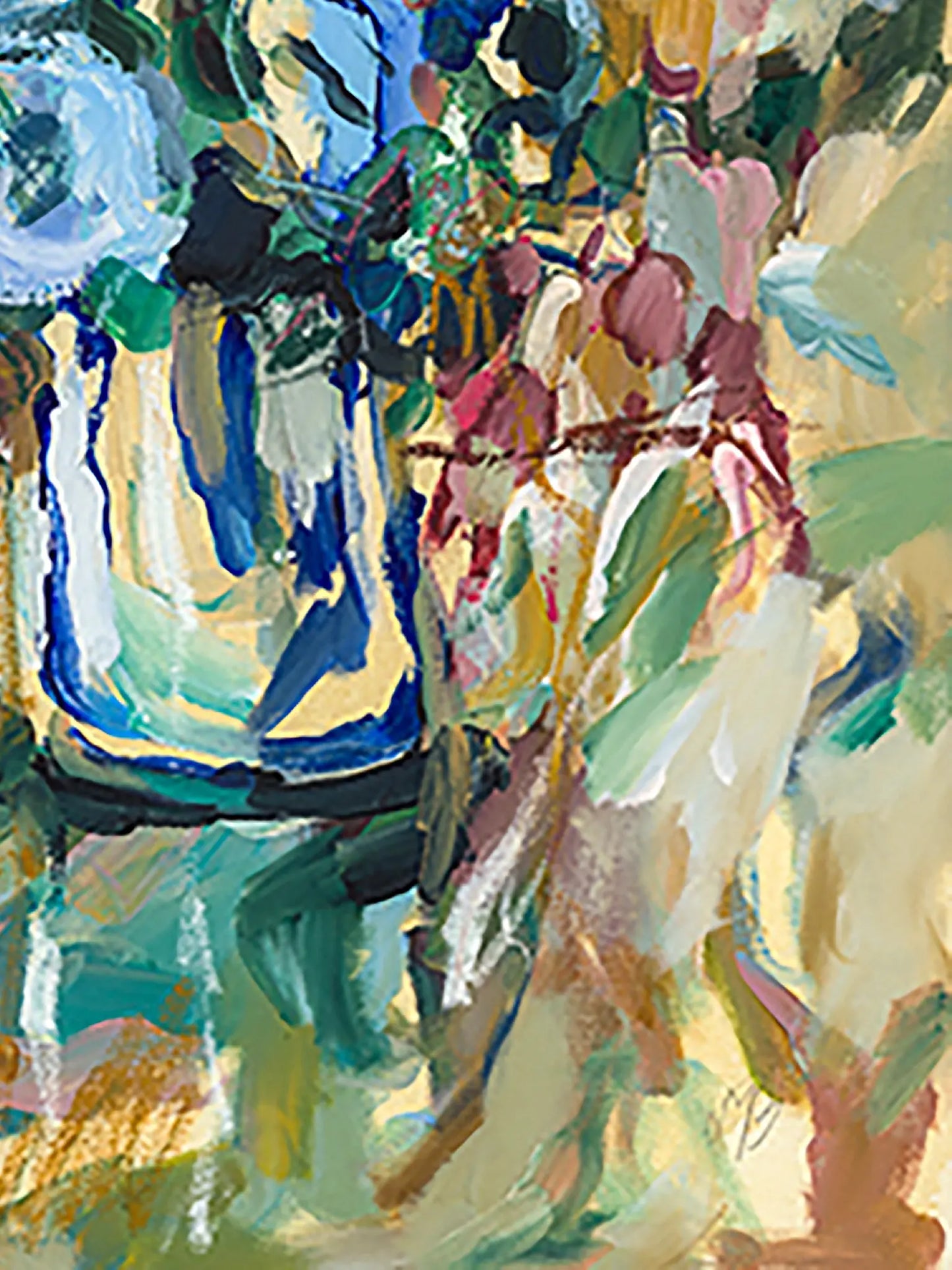 Floating Petals - Abstract Blue Floral Wall Art