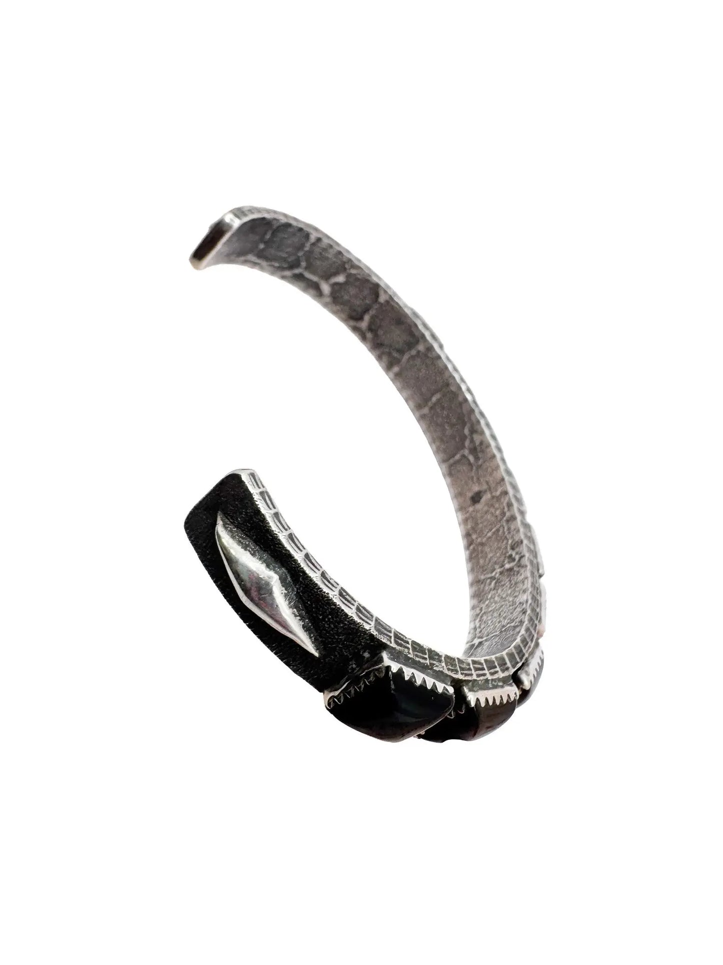 Onyx Squares Sterling Silver Thin Cuff