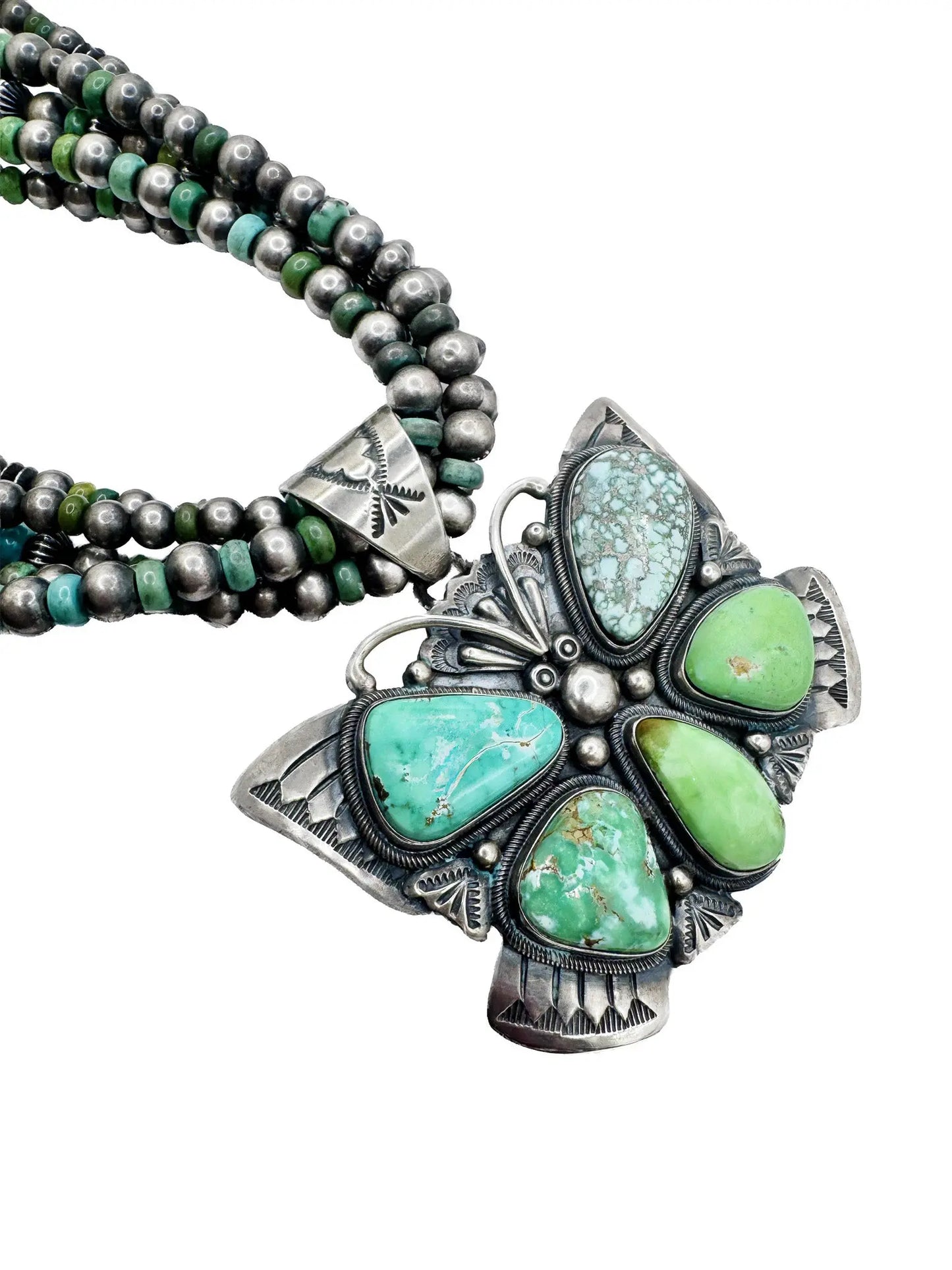 Turquoise Butterfly Multistrand Necklace