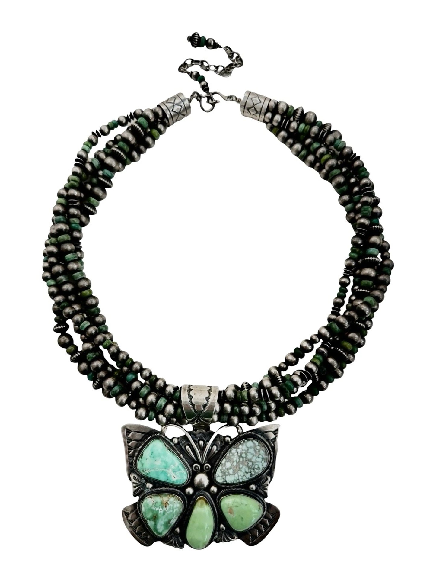 Turquoise Butterfly Multistrand Necklace