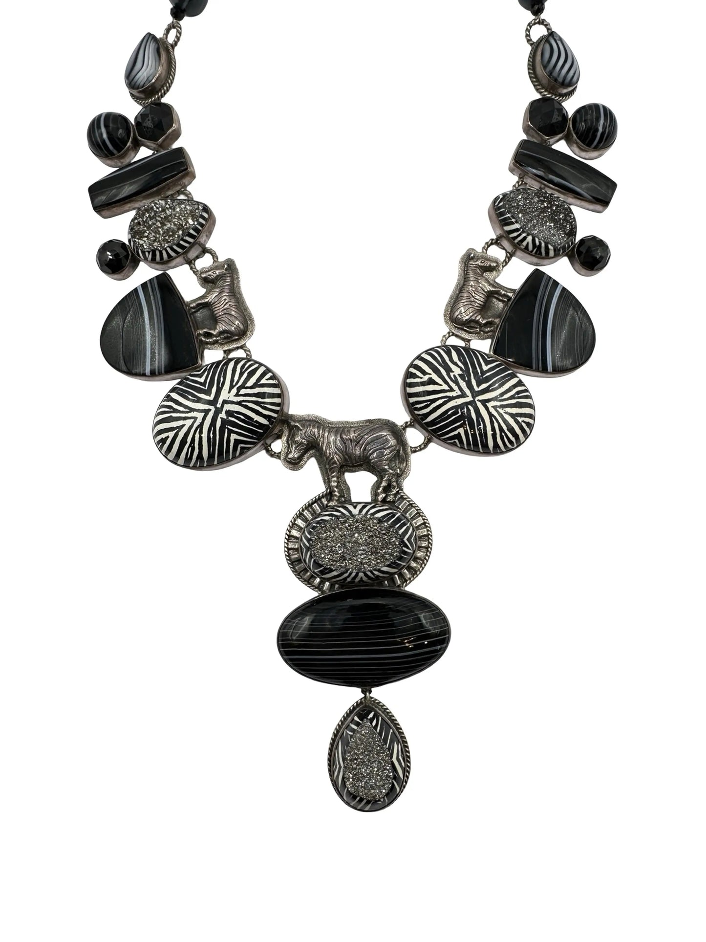 Zebra Pendant Statement Necklace