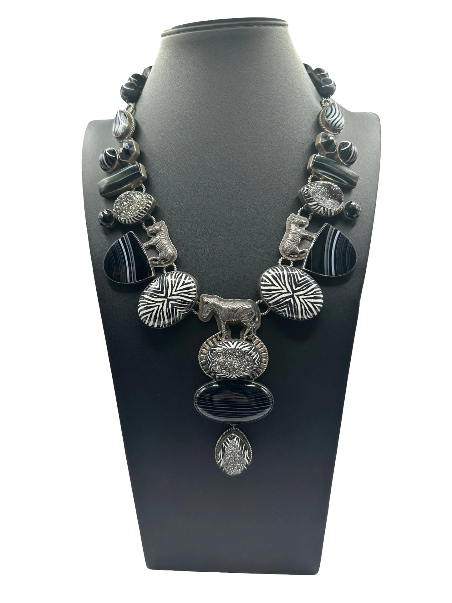 Zebra Pendant Statement Necklace