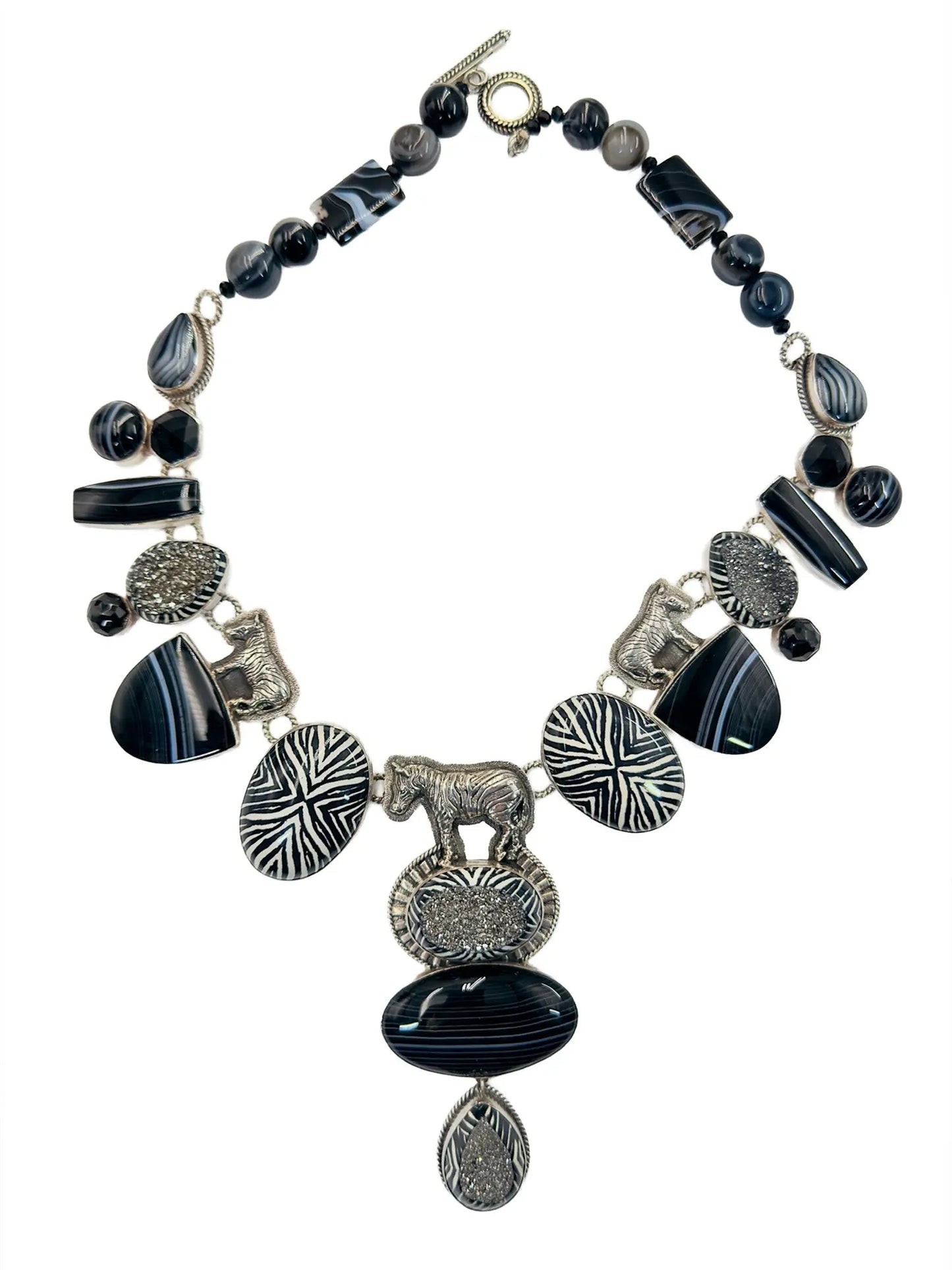 Zebra Pendant Statement Necklace