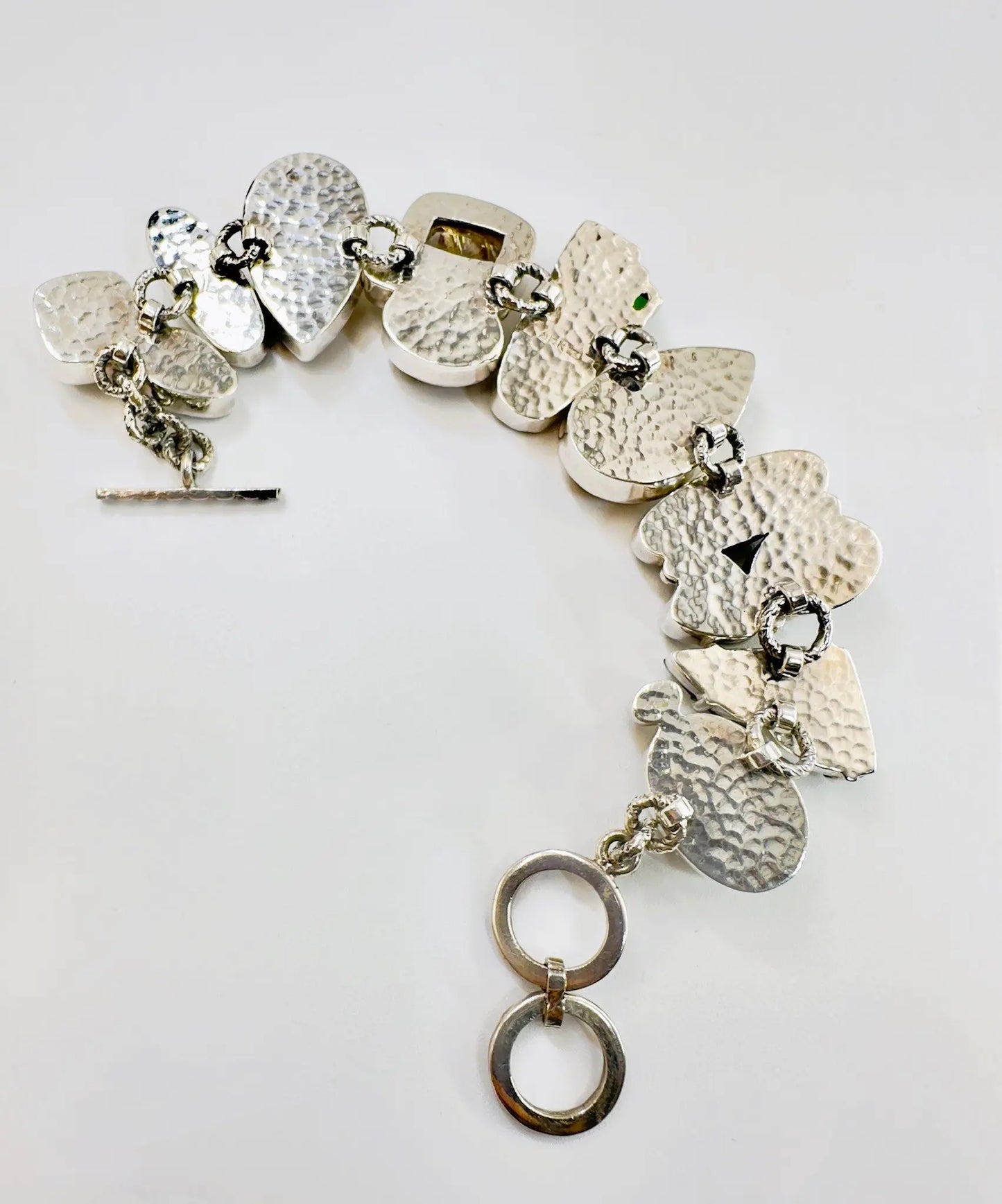 Boulder Opal, Ammolite & Druzy Silver Station Bracelet