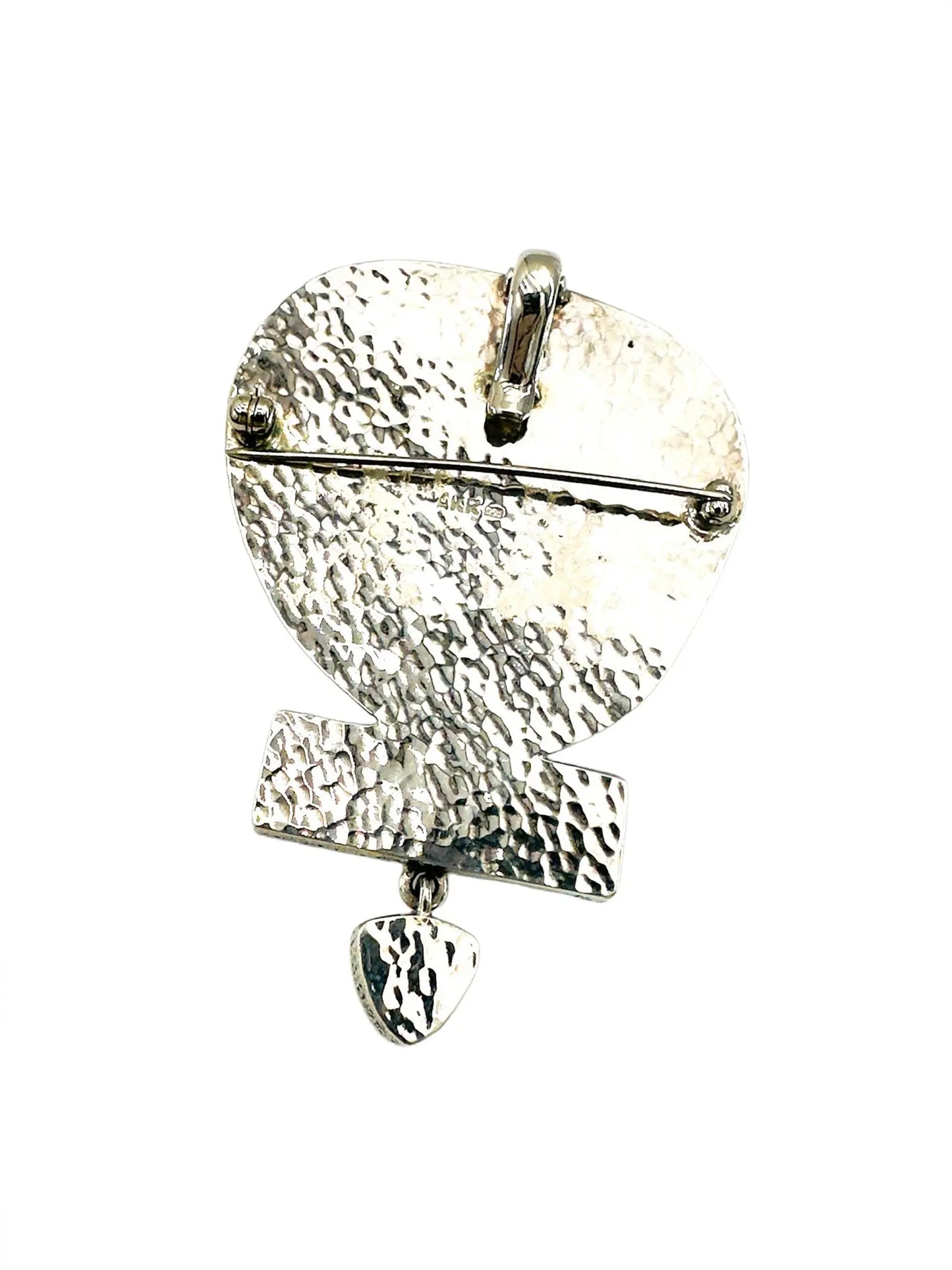 Hand-Painted Floral Tile Sterling Silver Pin/Pendant