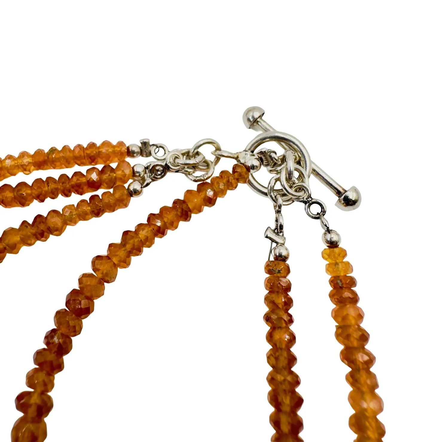 Triple Strand Hessonite Beaded Necklace
