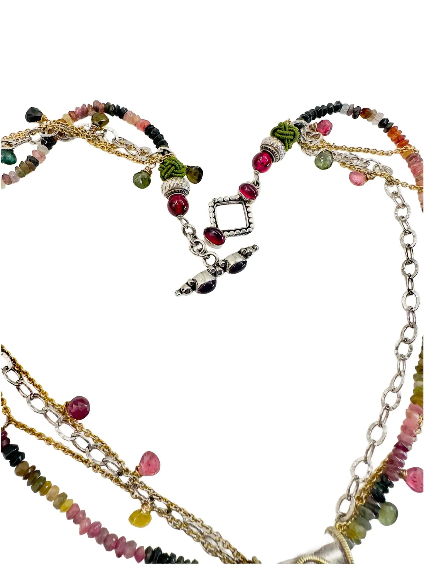 Elephant Coin Tourmaline Pendant Necklace