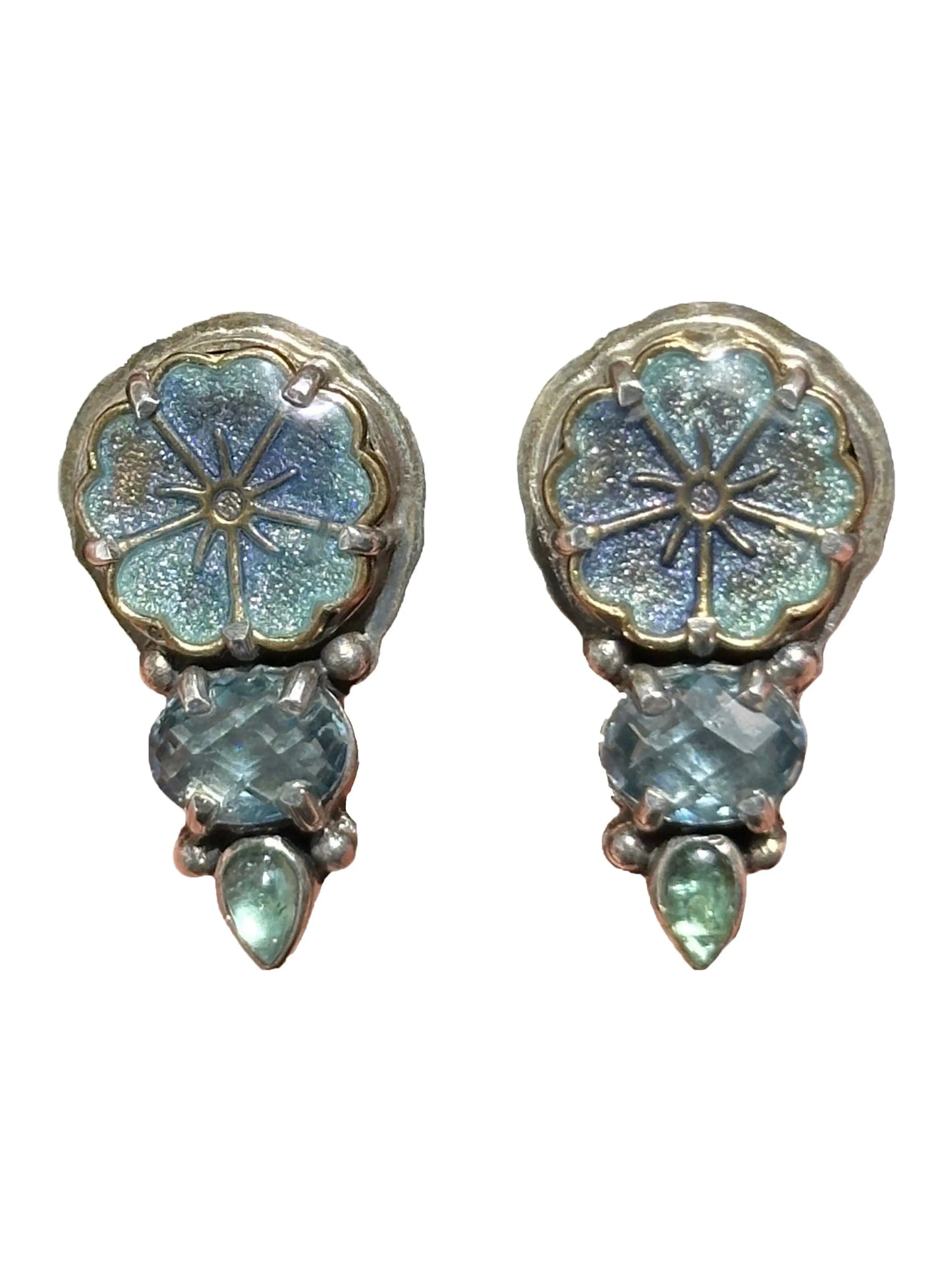 Blue Floral Clip Earring