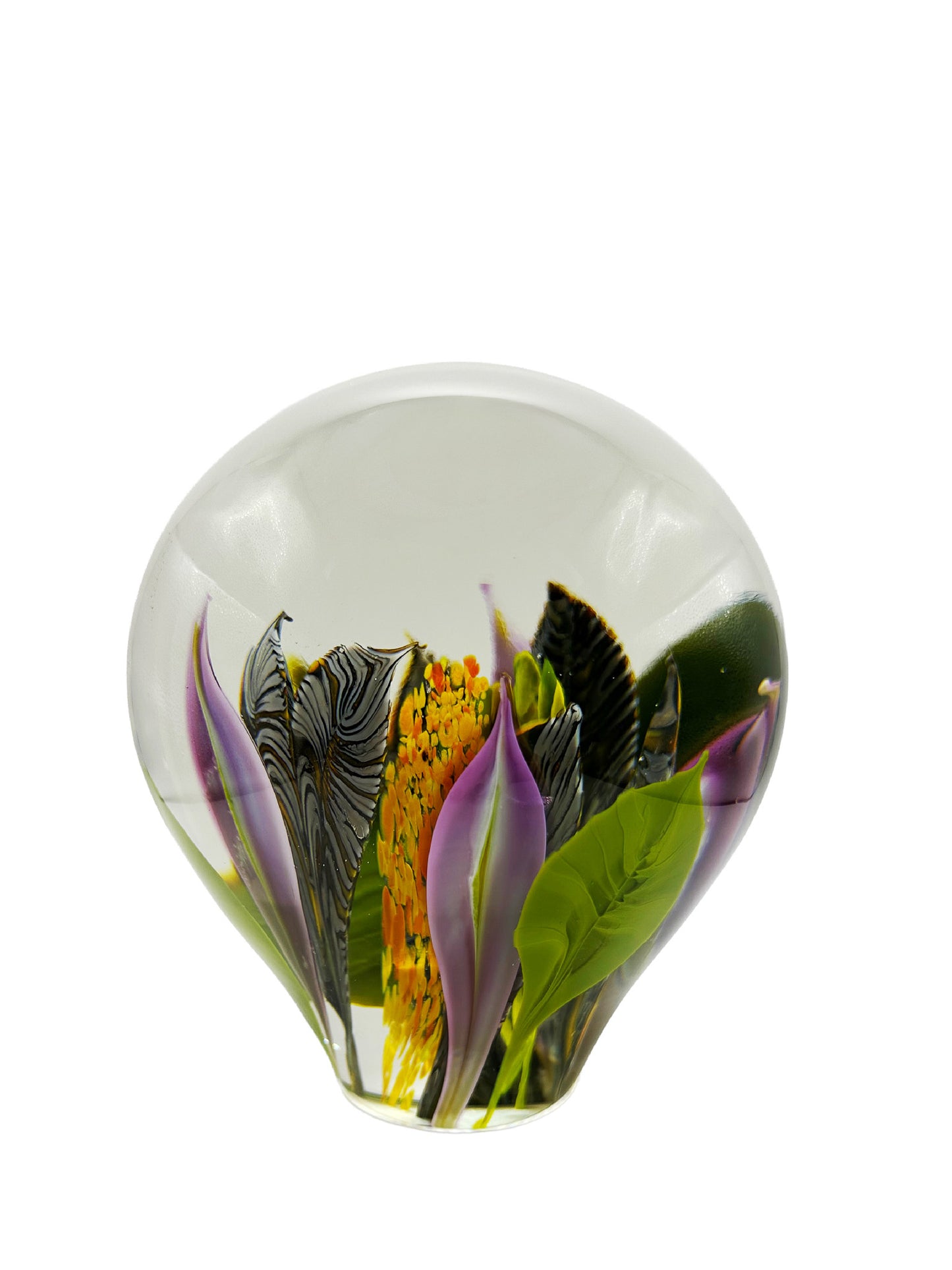 Enchanted Floral Glass Paperweight – Handblown Glass