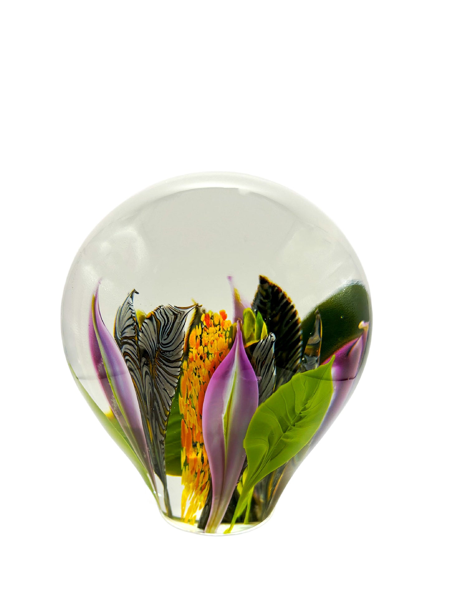 Enchanted Floral Glass Paperweight – Handblown Glass