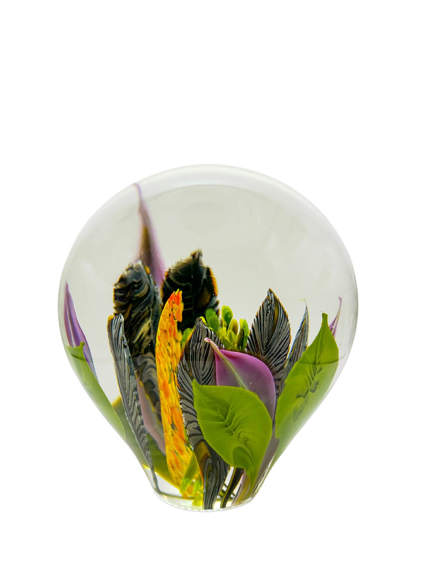 Enchanted Floral Glass Paperweight – Handblown Glass