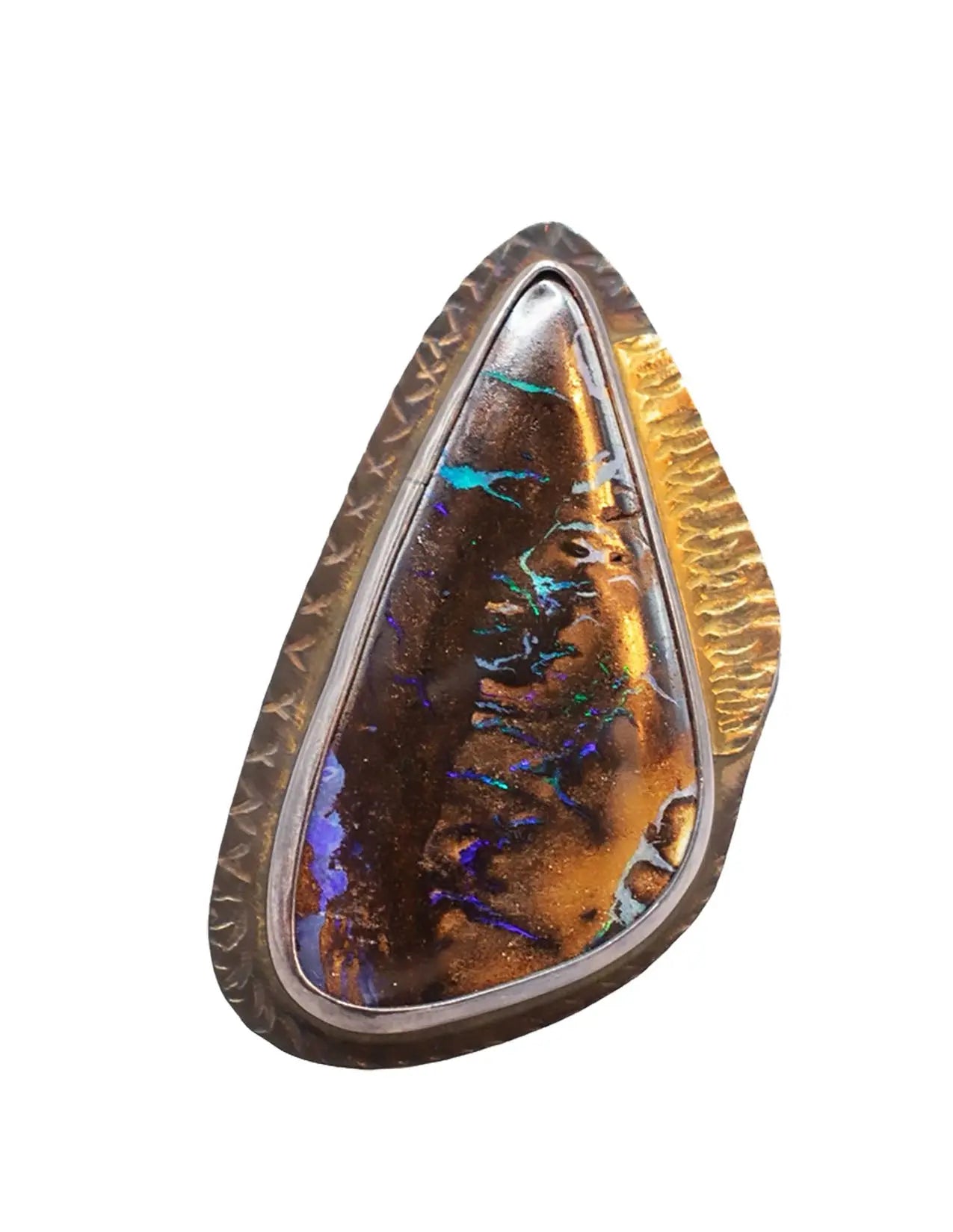 Yowah Opal Ring with 18K Gold Accent – Size 8.75