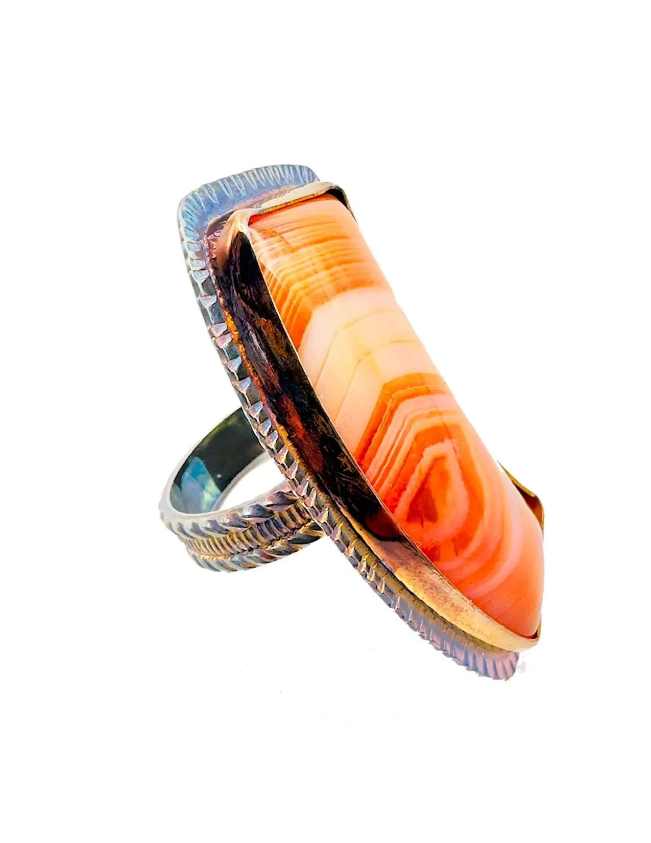 Banded Carnelian Agate Ring – Size 8