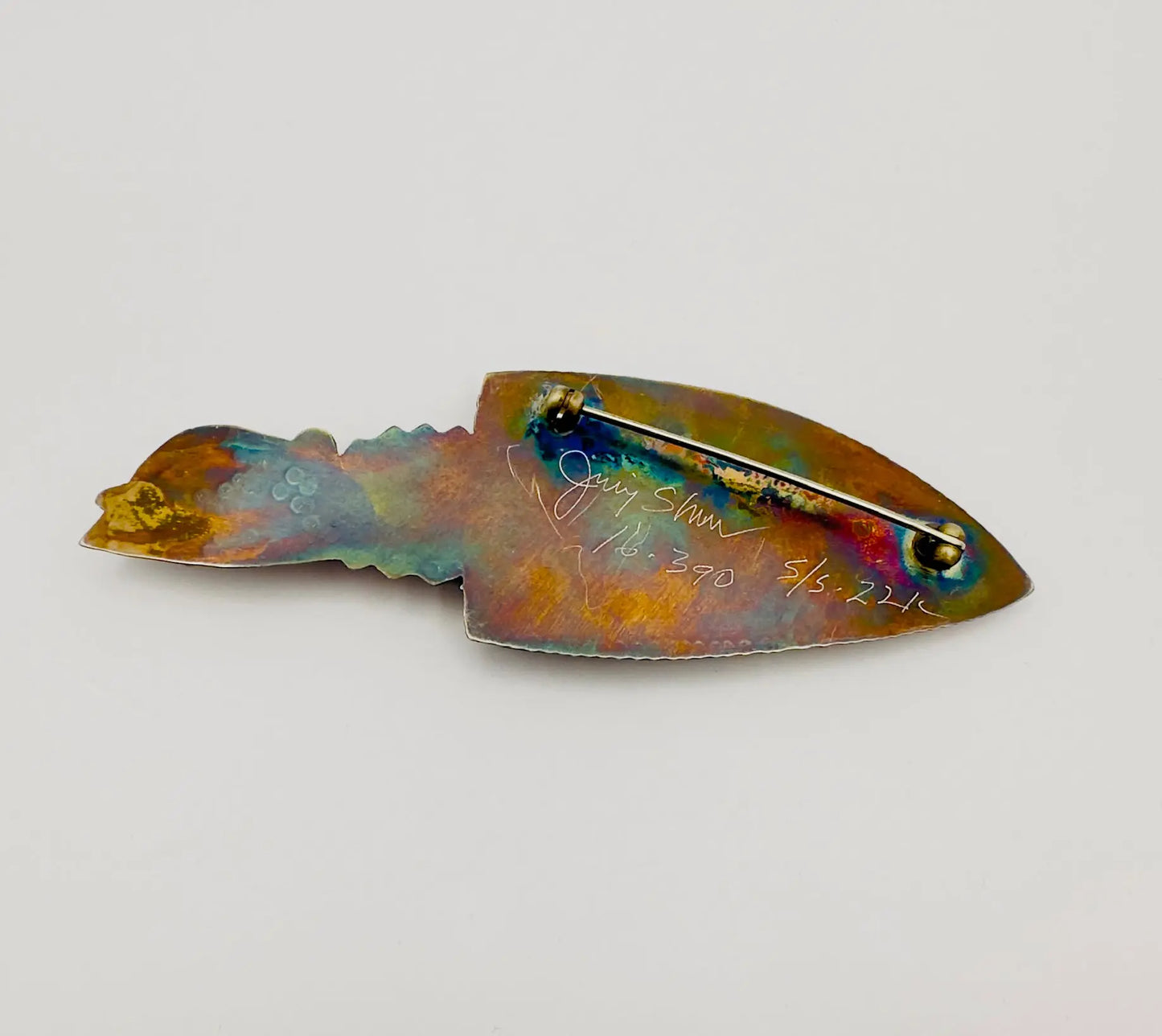 Hand-Painted Enameled Brooch with Cobalto Calcite