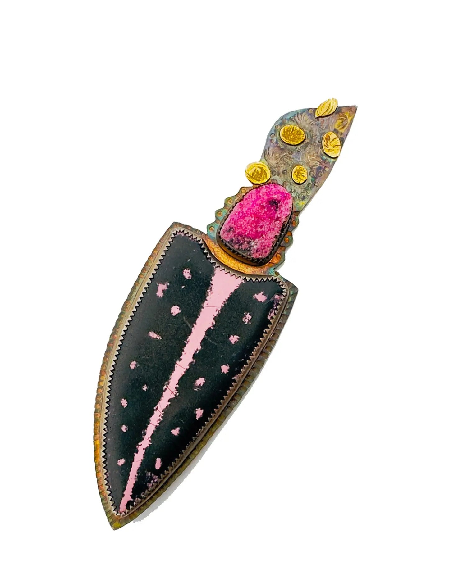 Hand-Painted Enameled Brooch with Cobalto Calcite