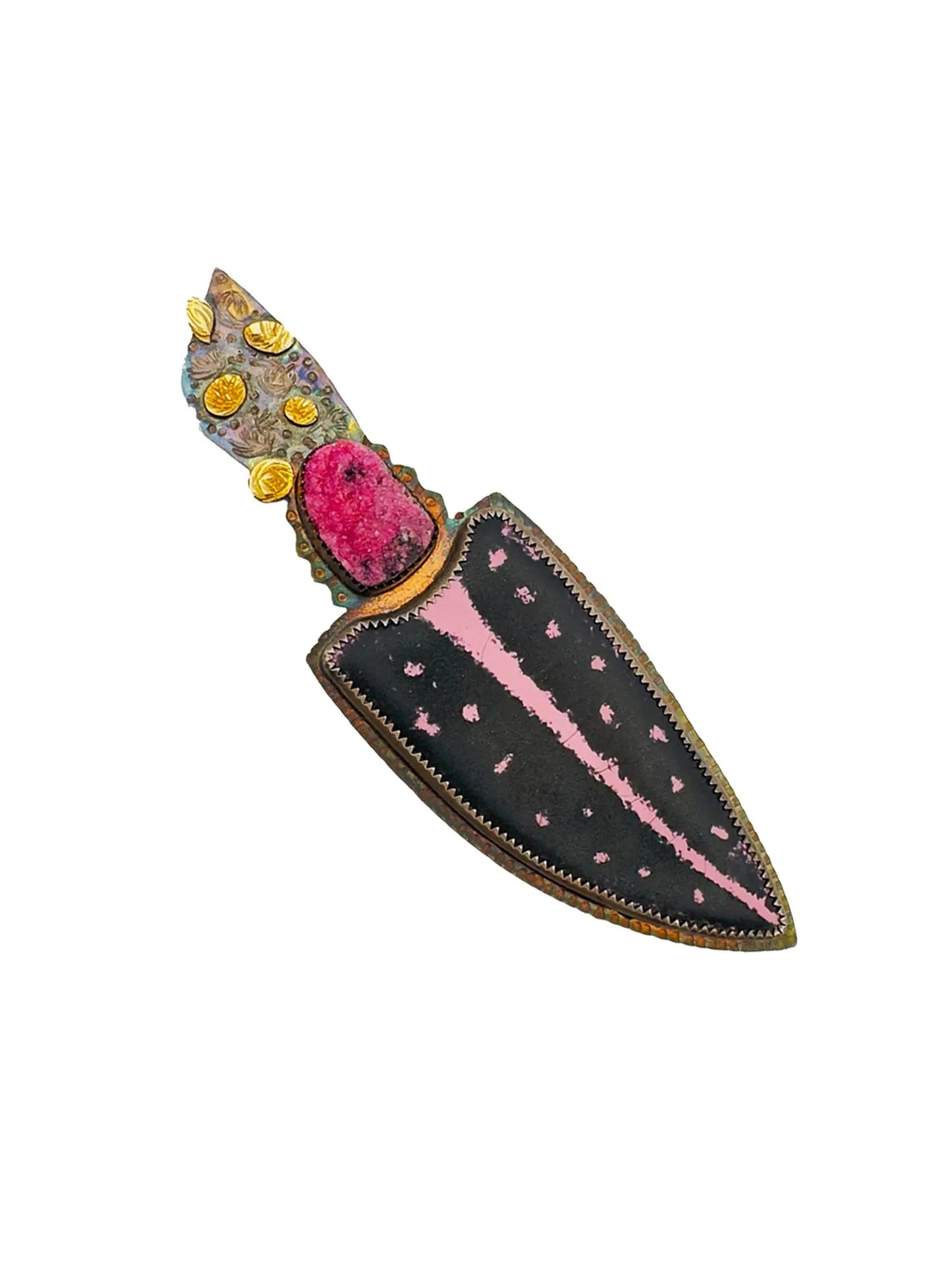 Hand-Painted Enameled Brooch with Cobalto Calcite