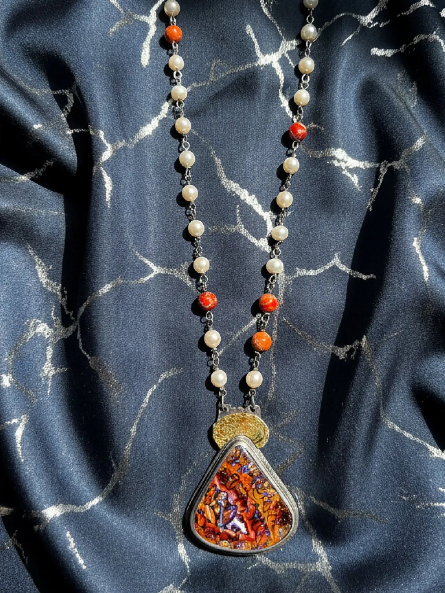 NCK: Opal, Cabochon Coral, Pearl 22K