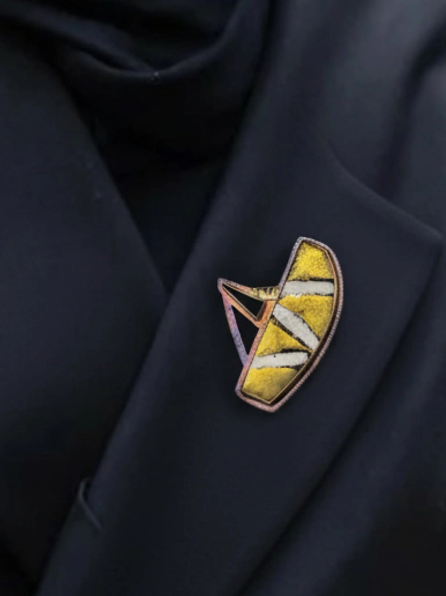 "Golden Odyssey" Brooch with Black Quartz Druzy, 18k Gold & Silver