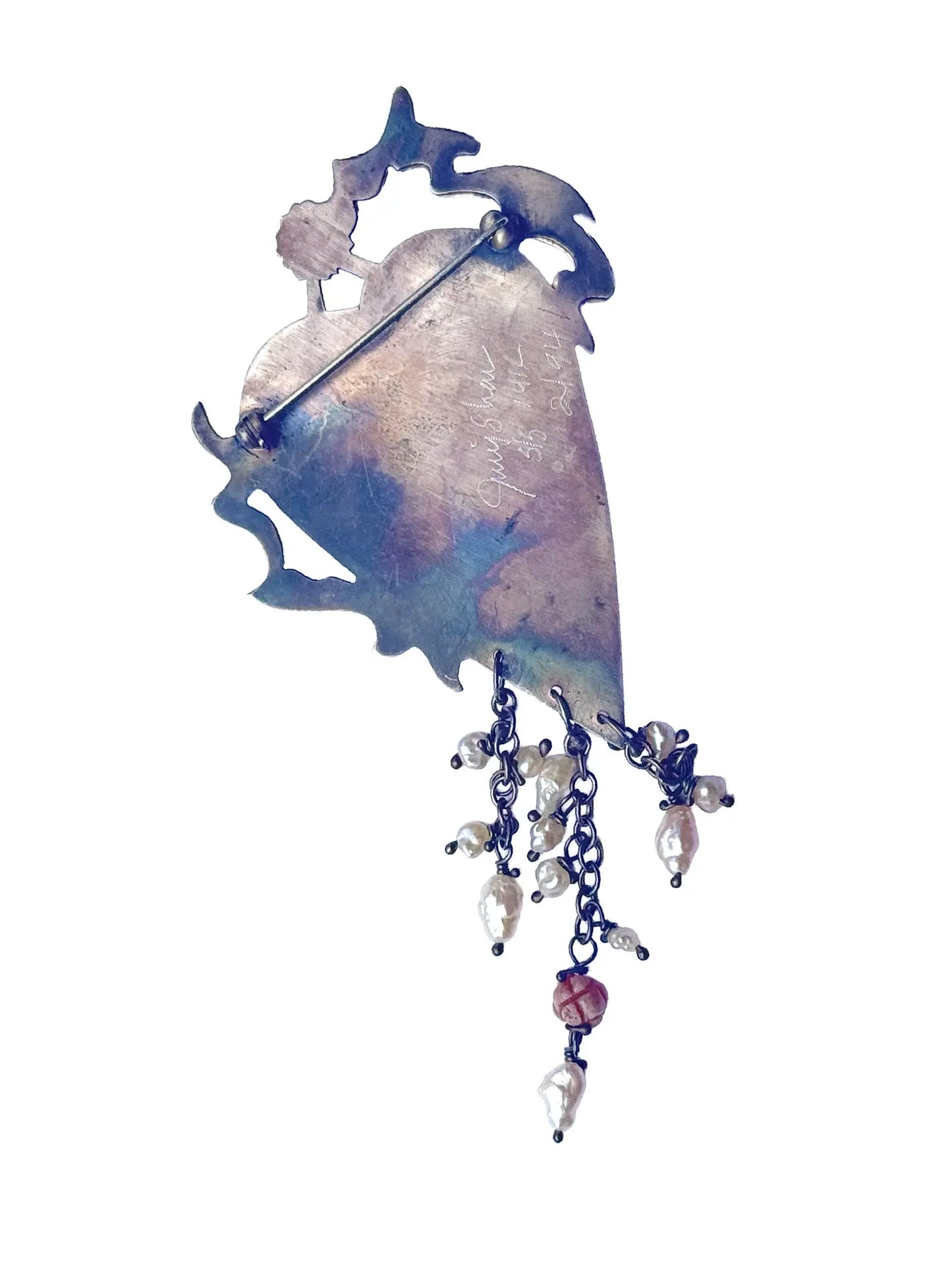 "Roseheart" Pendant with Carnelian, Mookaite Jasper & Pearls