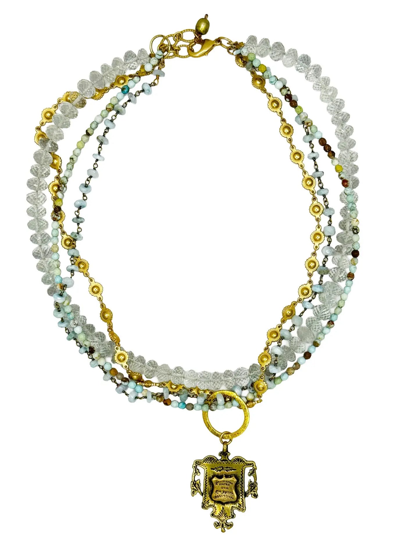 Multi Strand Aquamarine & Gems Necklace