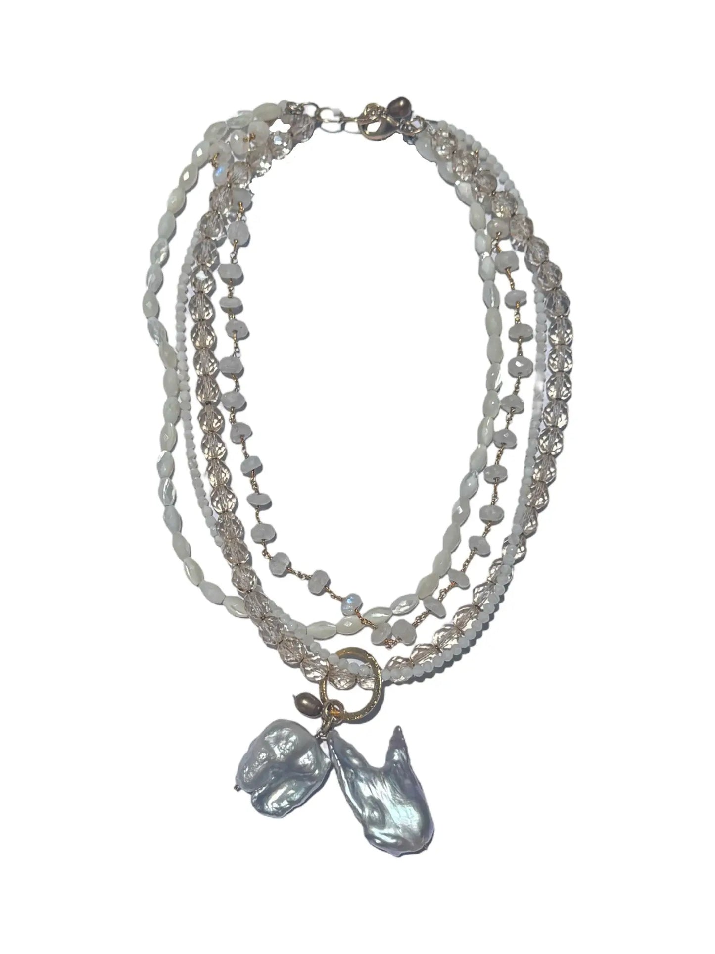 Double Baroque Pearl Pendant Necklace