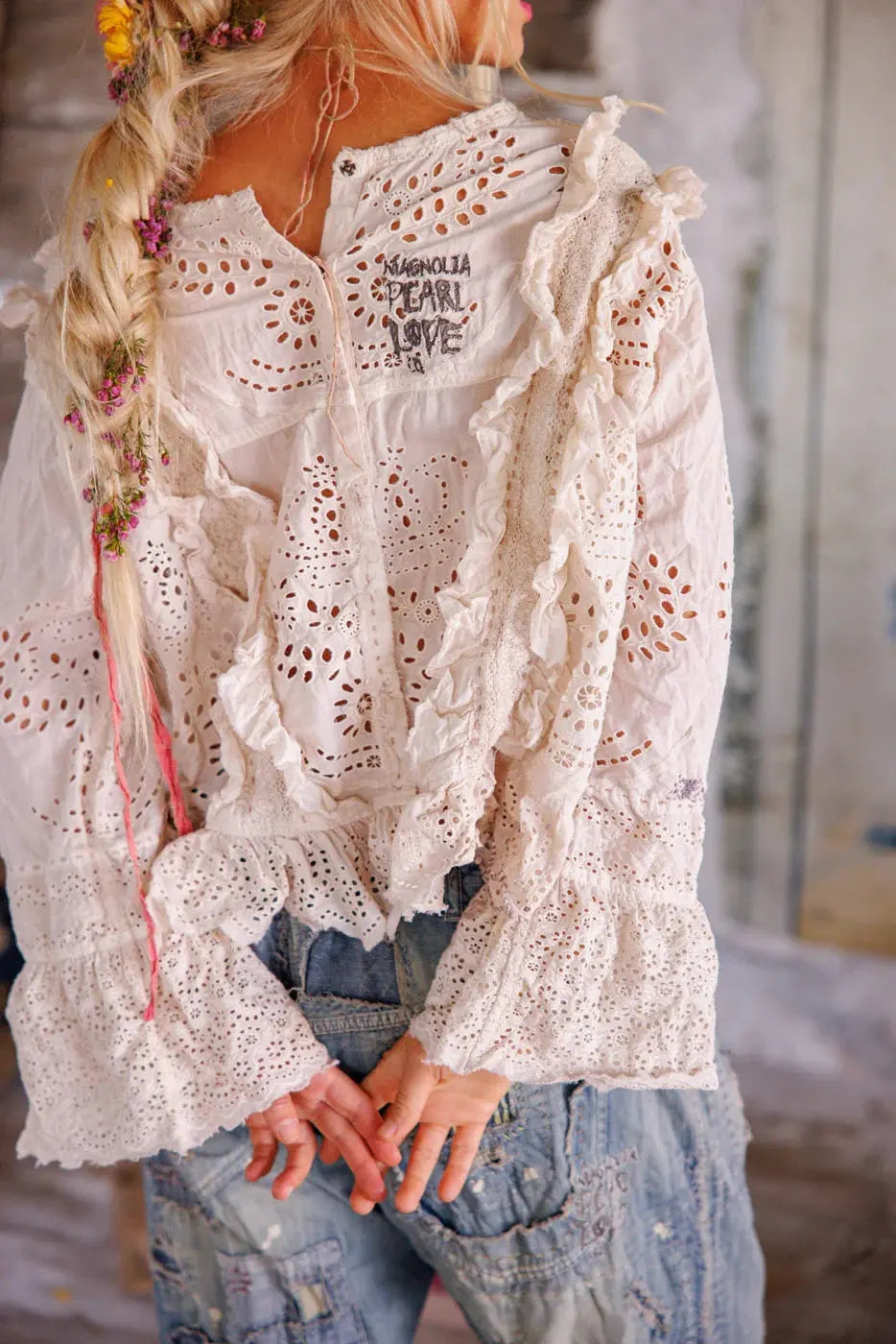 Top 2194 Hermione Eyelet Blouse - Moonlight