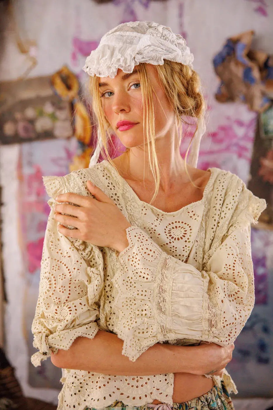 Top 2159 Eyelet Rosario Blouse - Moonlight