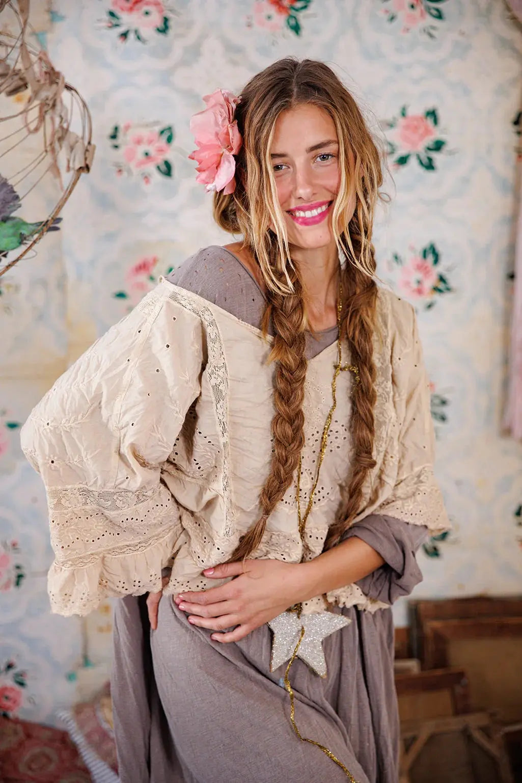 Top 2186 Eyelet Rosemary Blouse - Aged