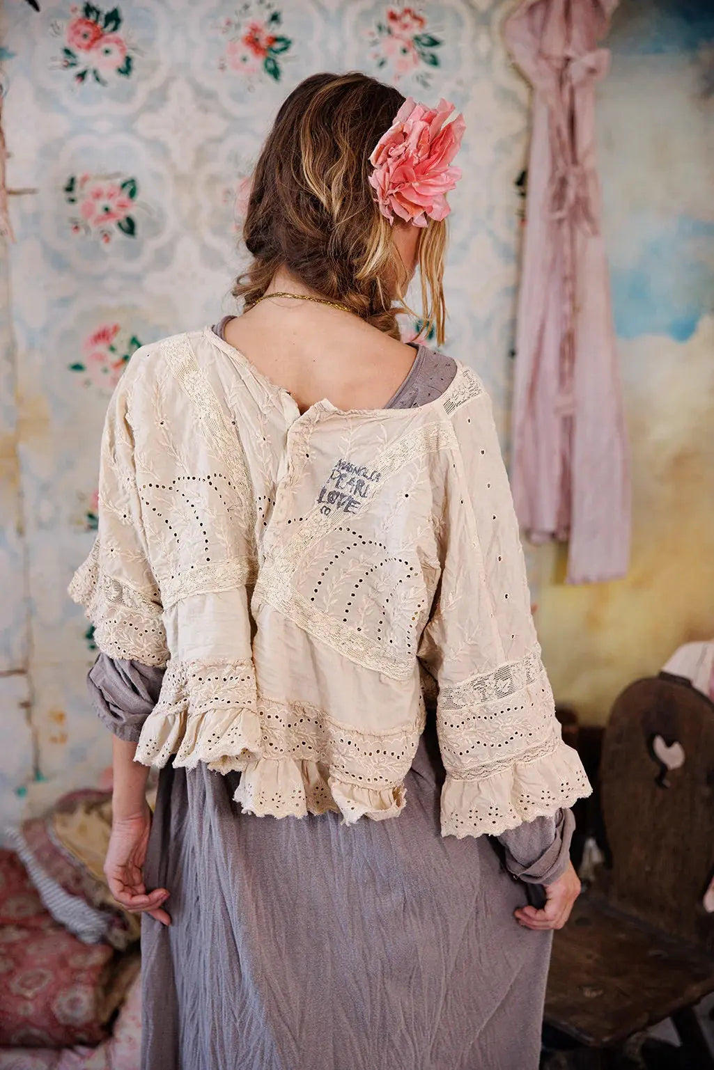 Top 2186 Eyelet Rosemary Blouse - Aged