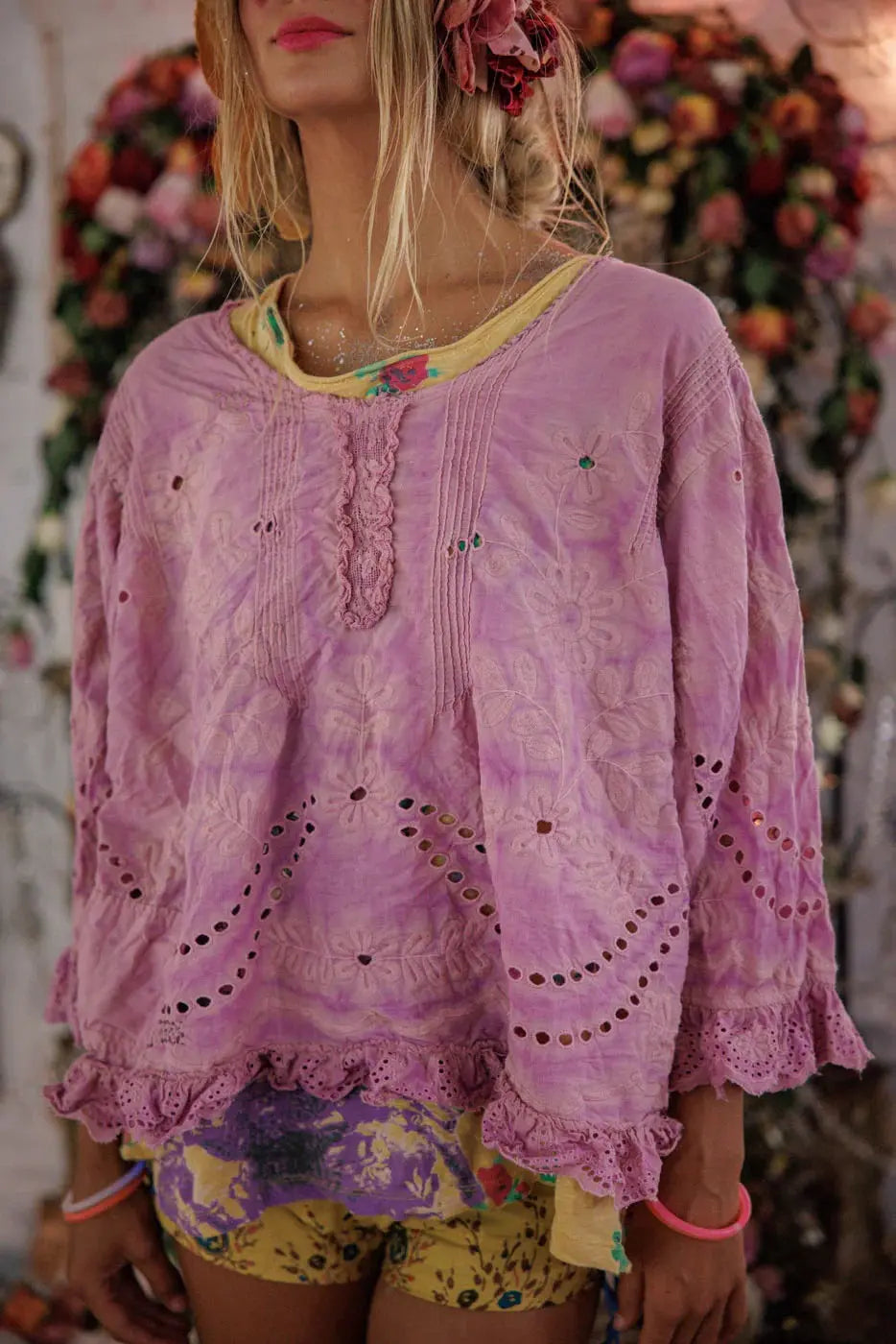 Top 2566 Eyelet Wennie Blouse - Allium