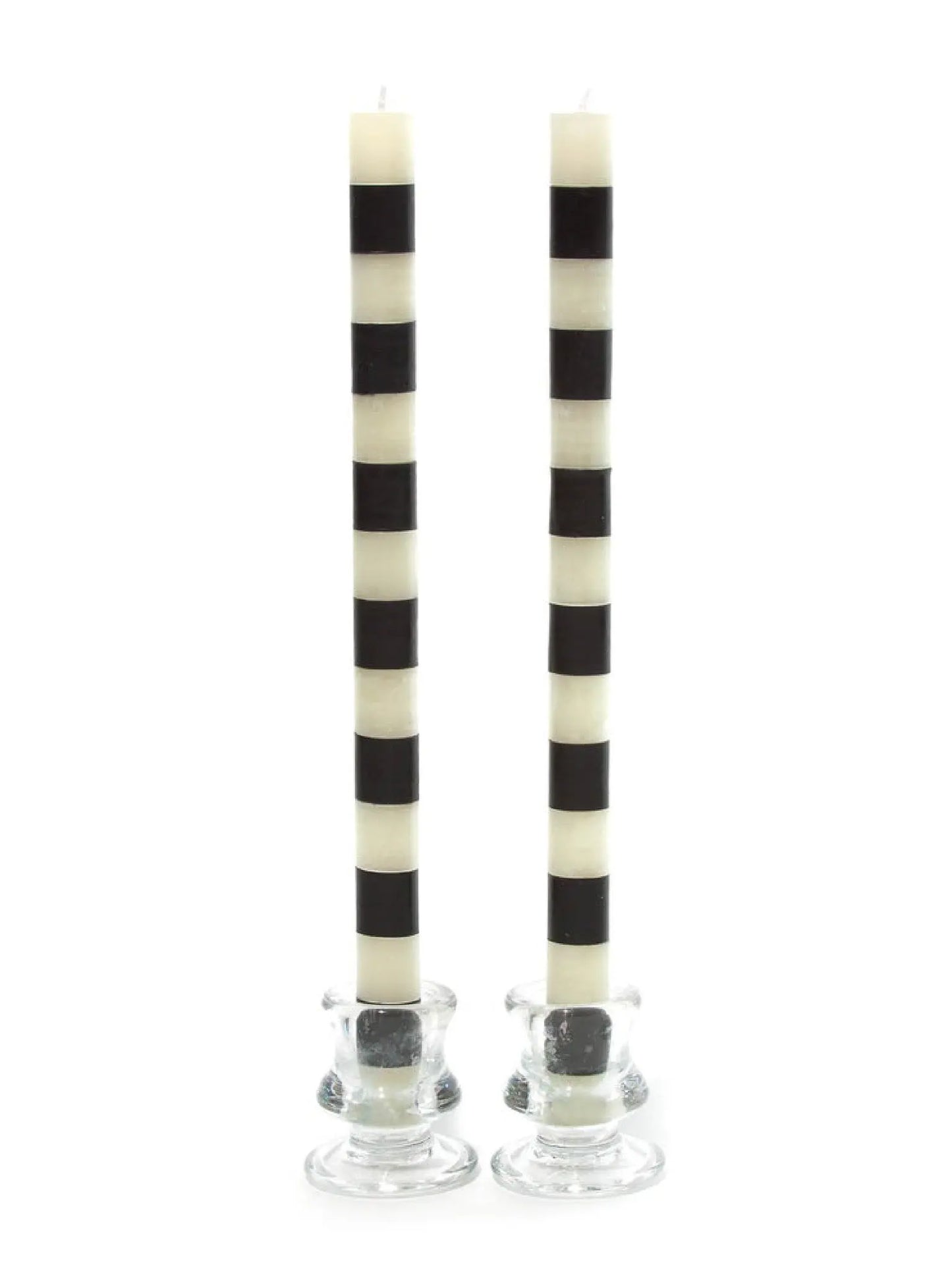 Bands Black Dinner Candles Set of 2