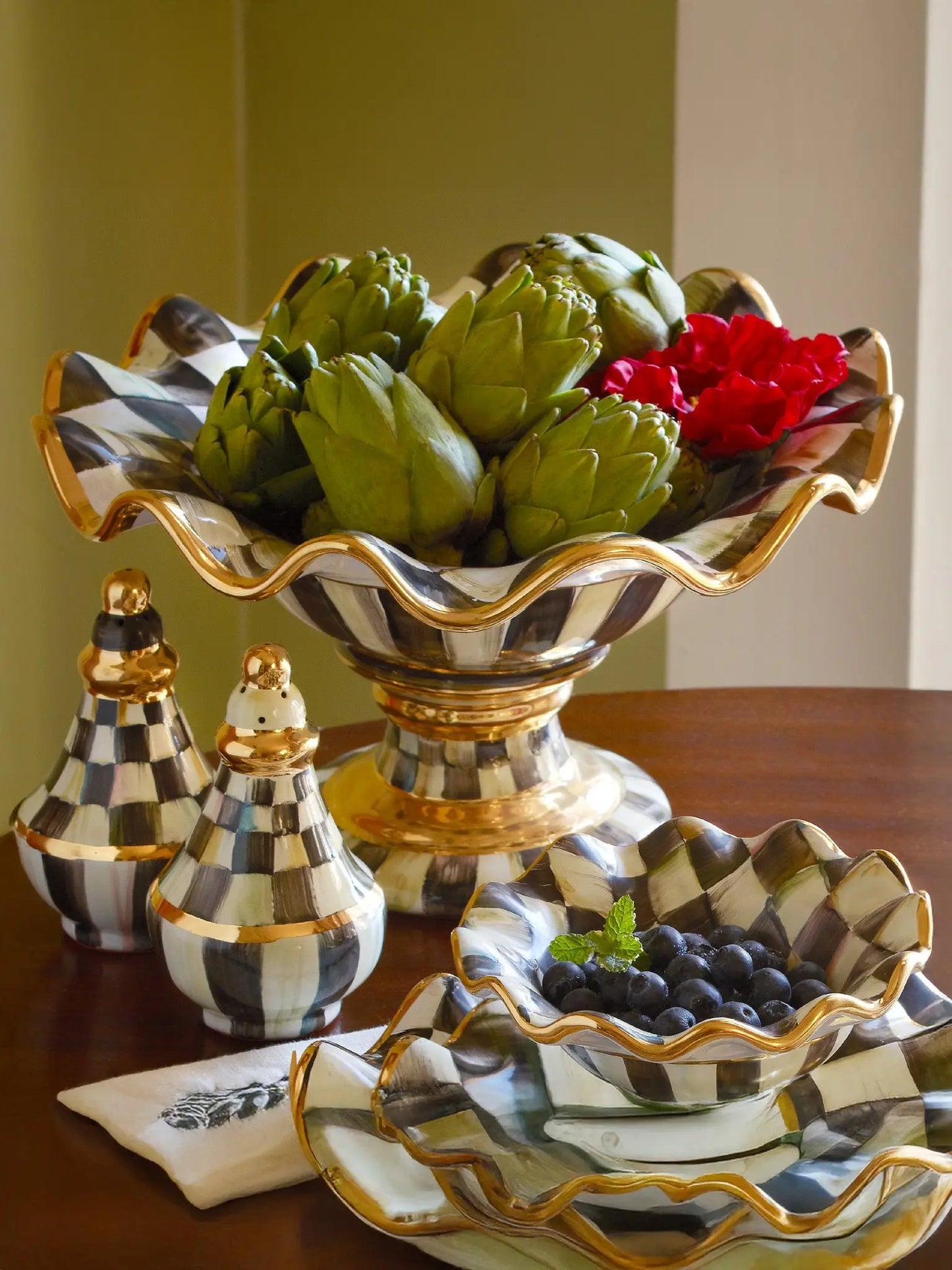 Courtly Check Ceramic Compote