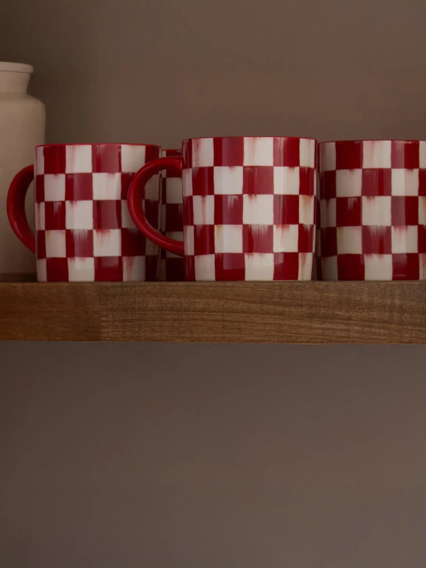 Cherry Check Mugs Set of 4