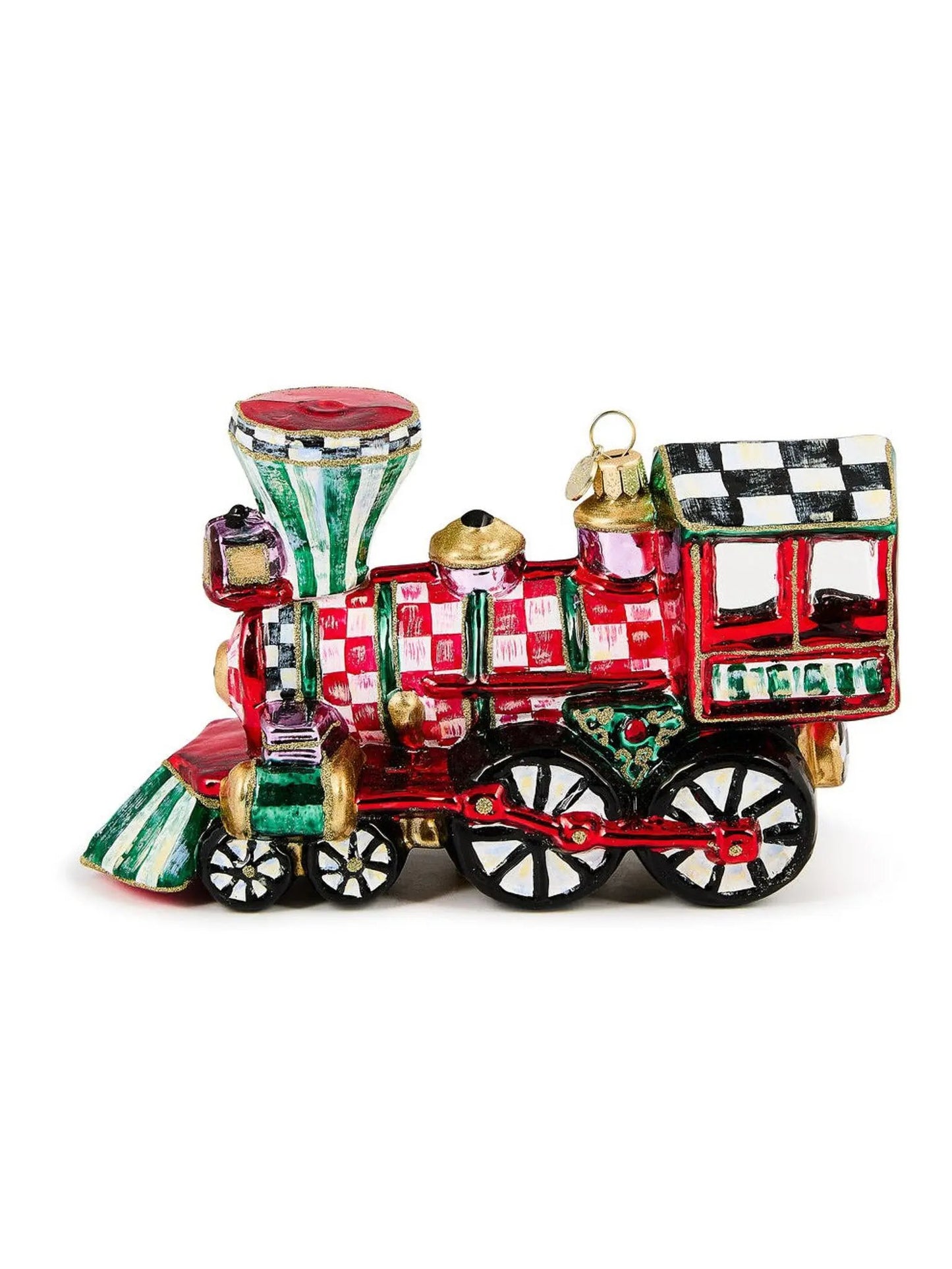 Check It Out Train Glass Ornament