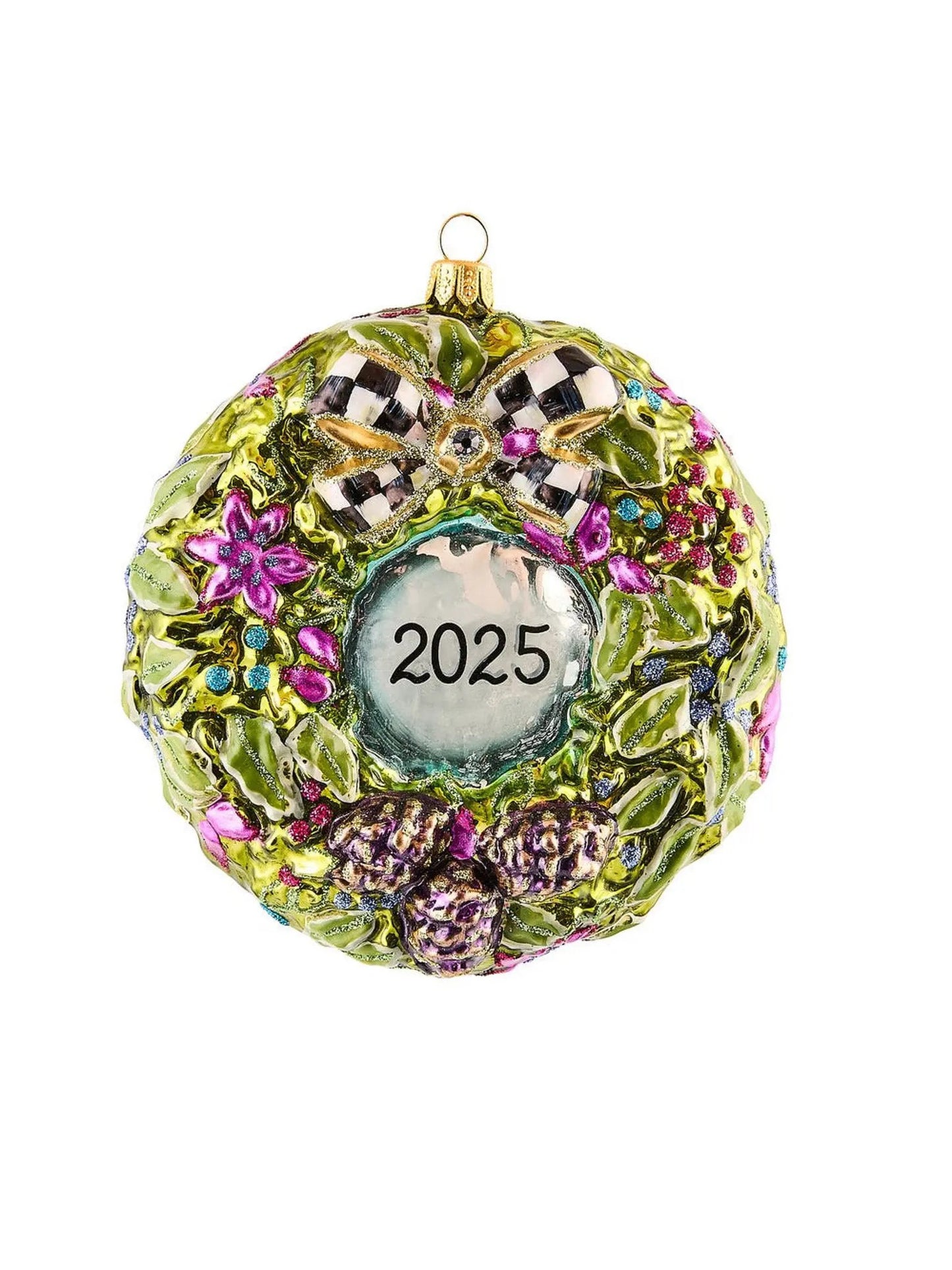 2025 Floral Wreath Glass Ornament