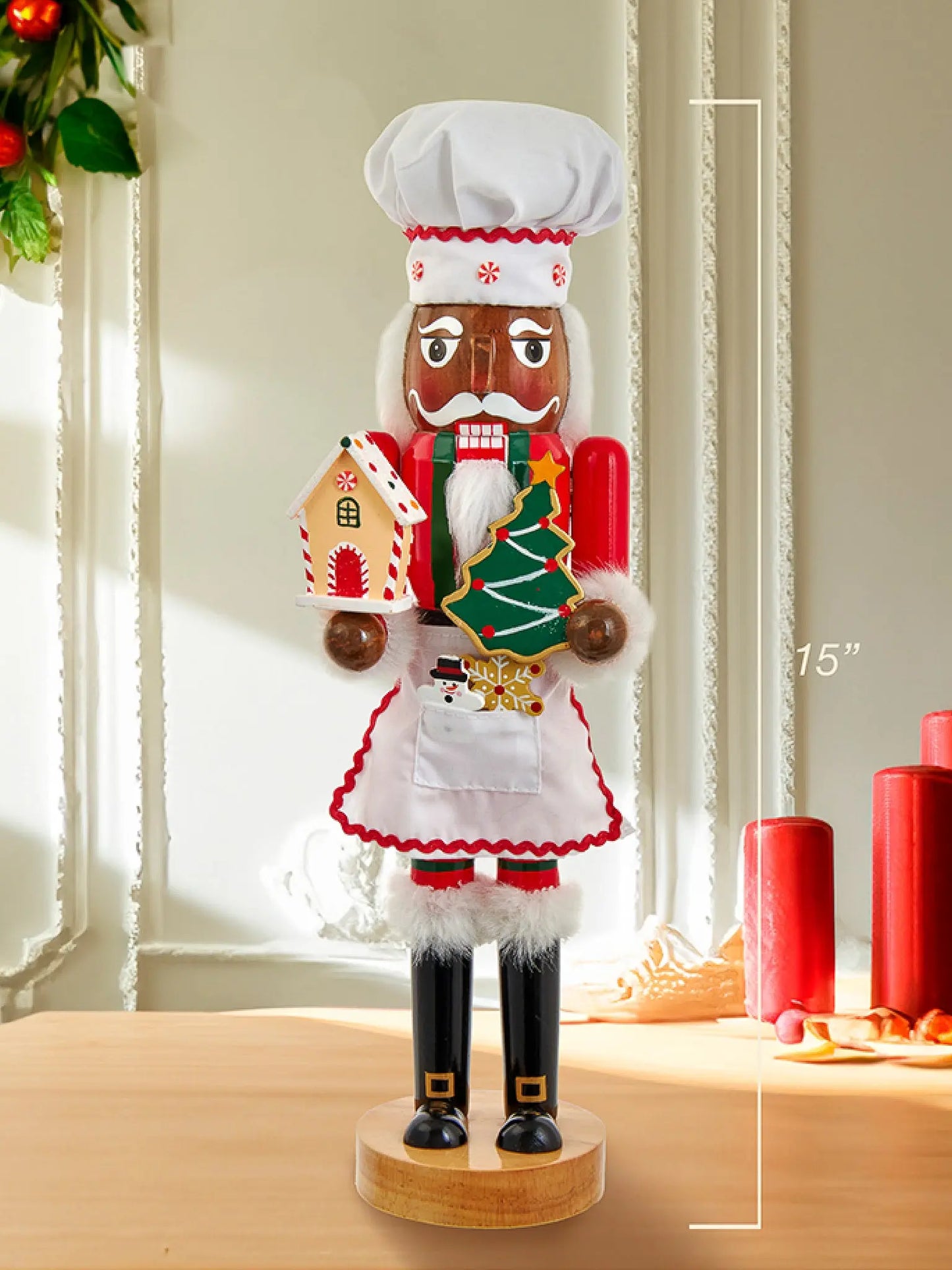 15" African American Gingerbread Chef Nutcracker