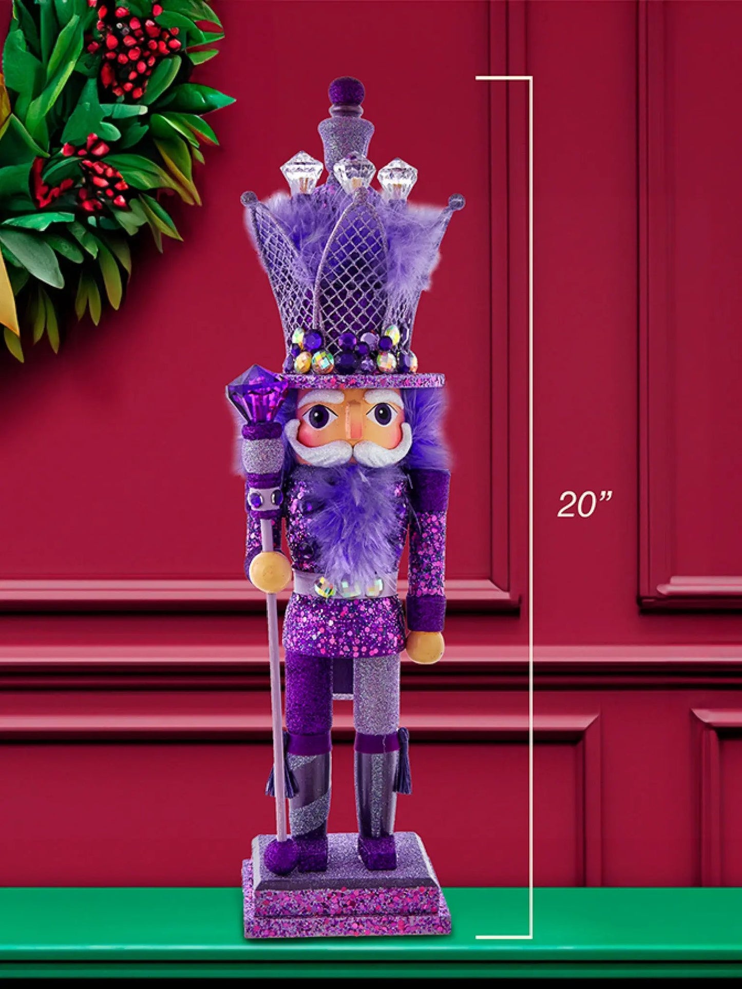 16-Inch Purple & Silver King Nutcracker With Gemstones | Hollywood Decor