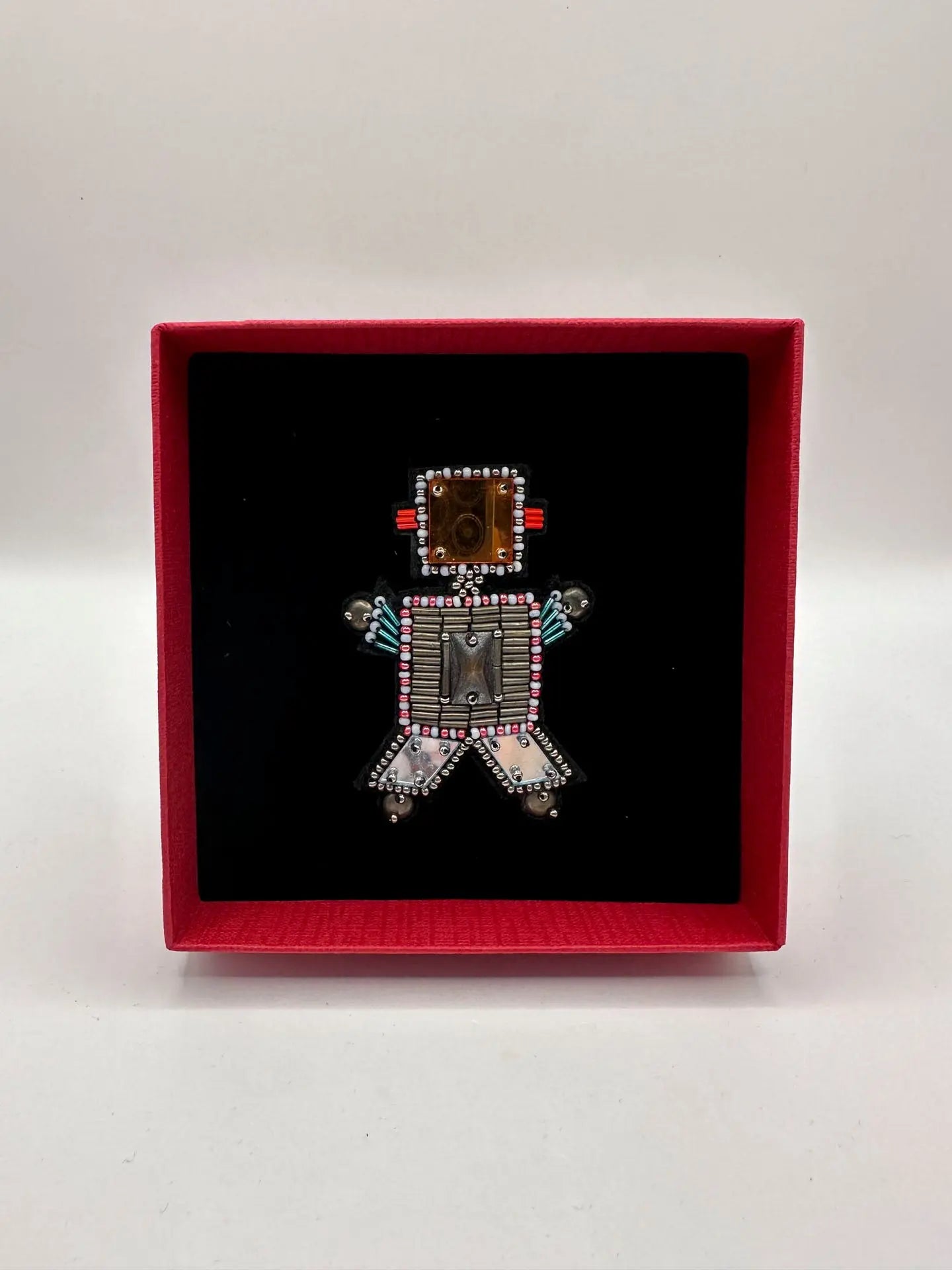 Red Gem Robot Brooch