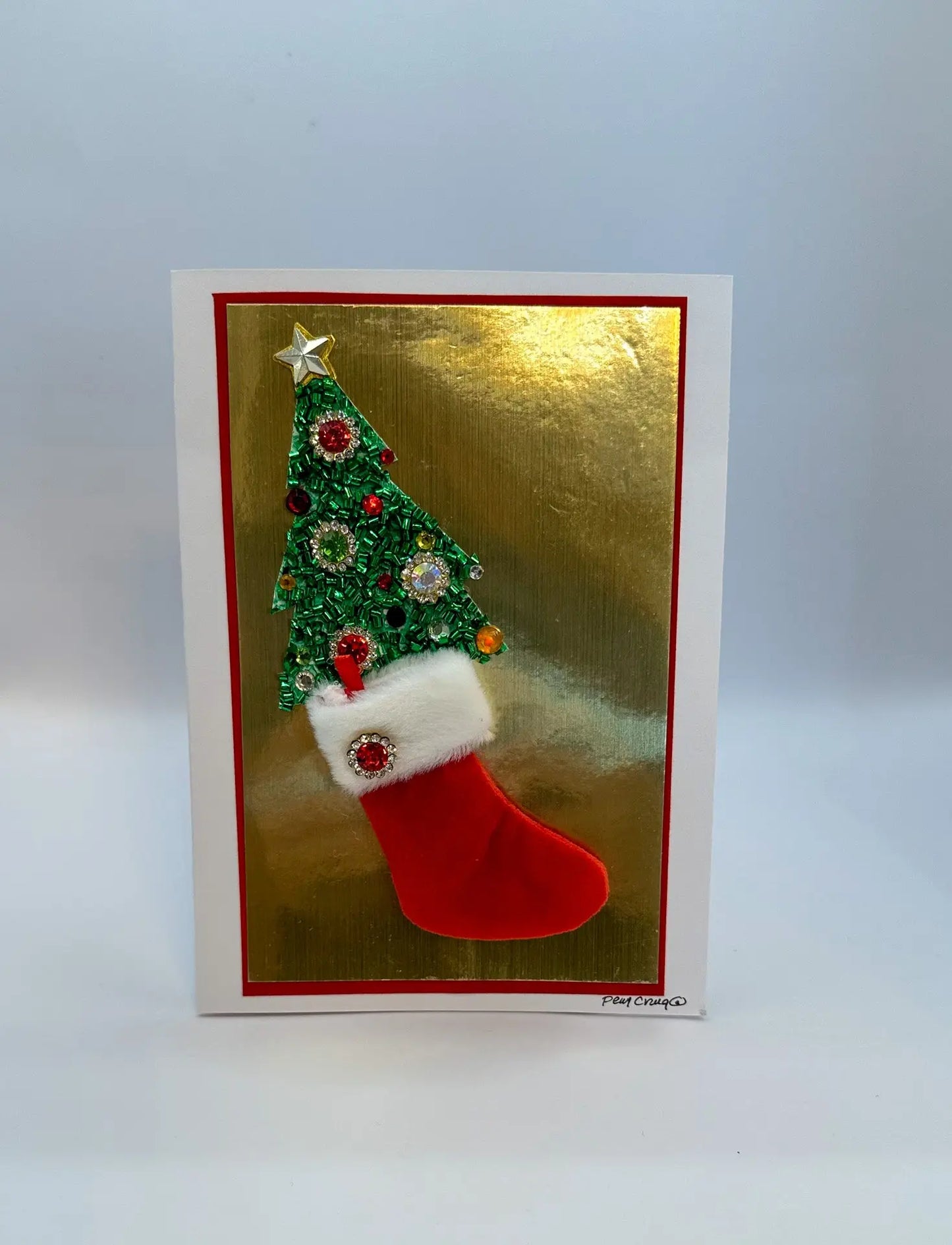 Christmas Stocking With Tree Card