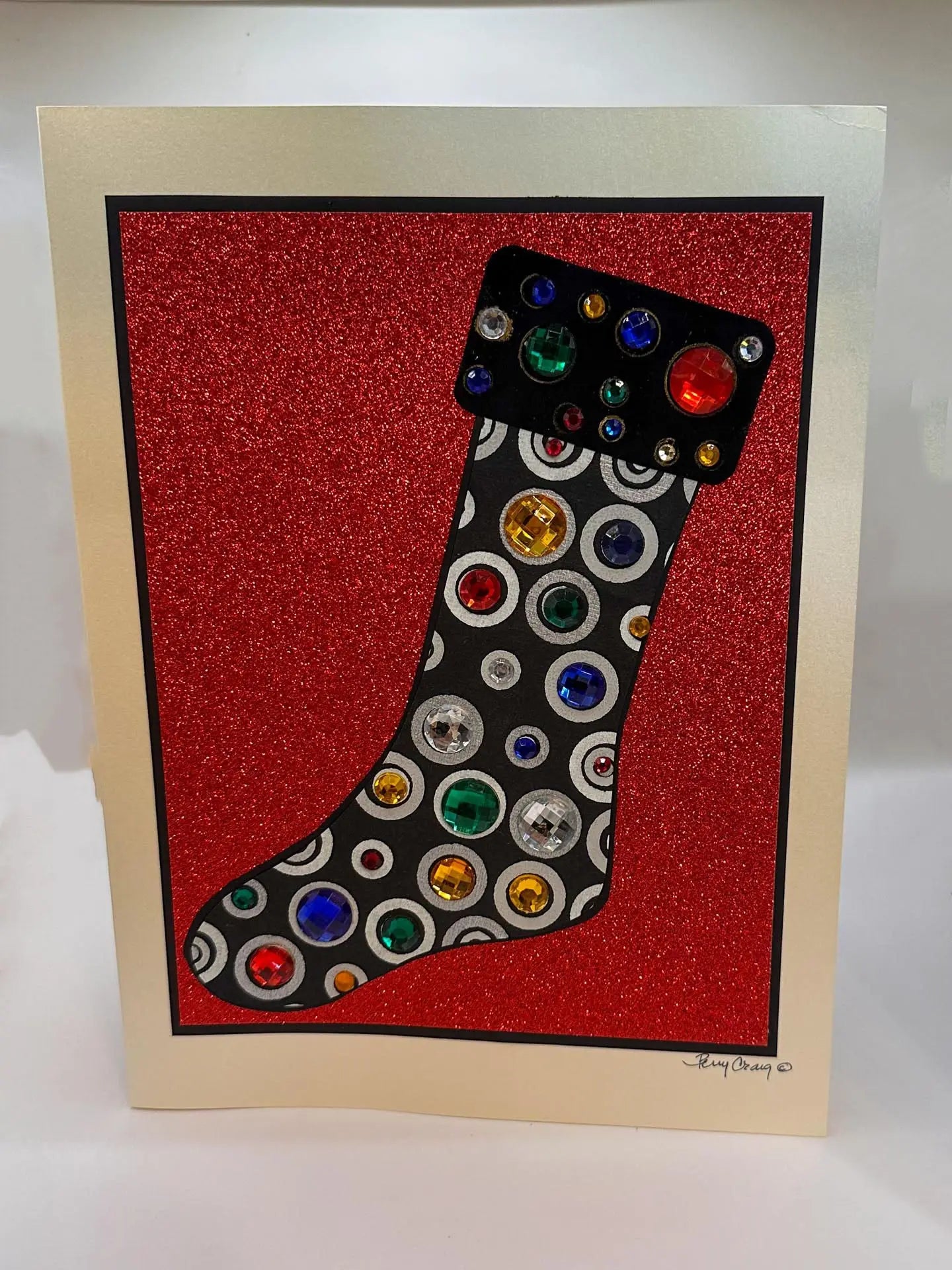 Circle Gem Stocking Christmas Card