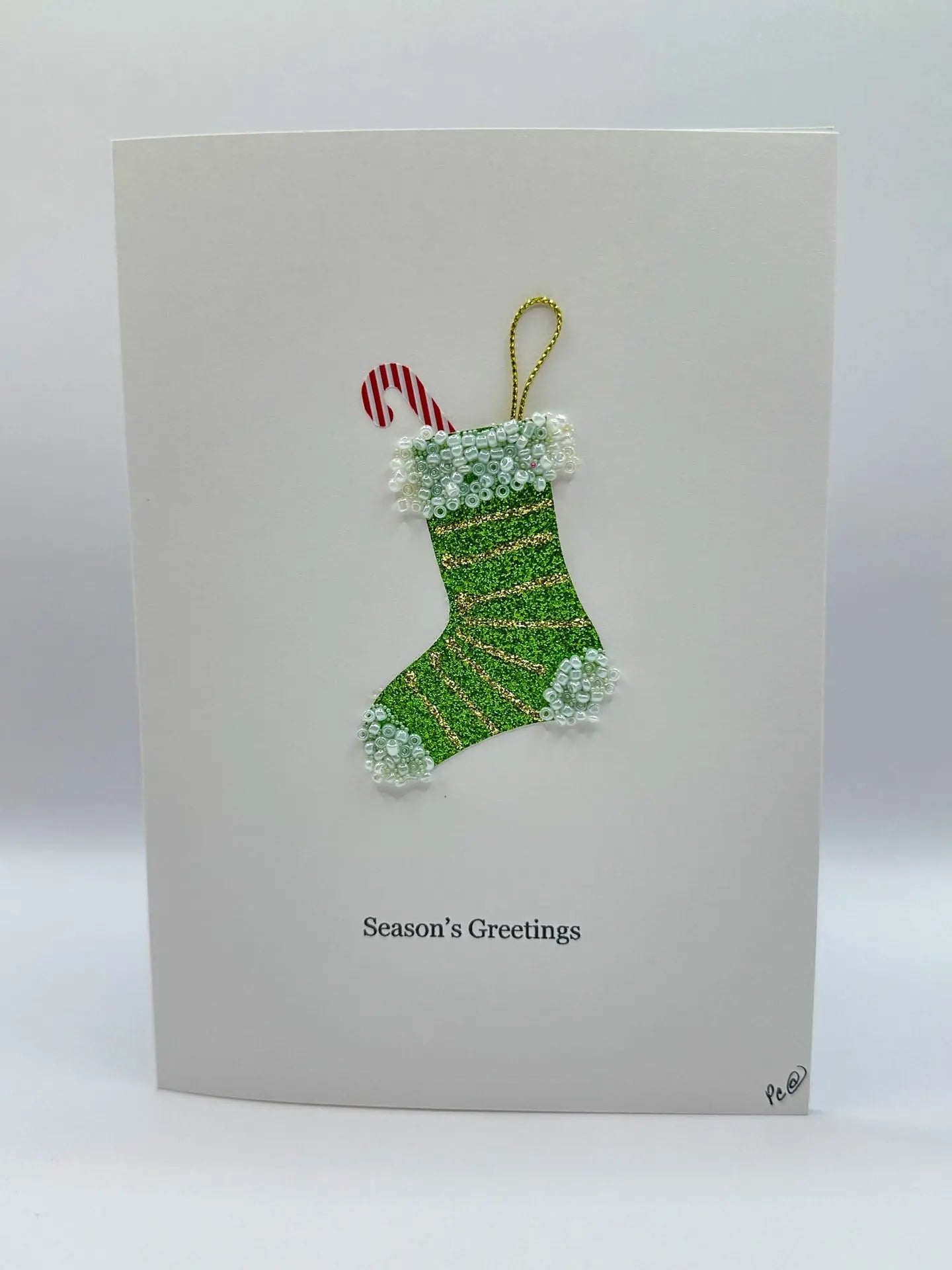 Green Bead Christmas Aristmas Card