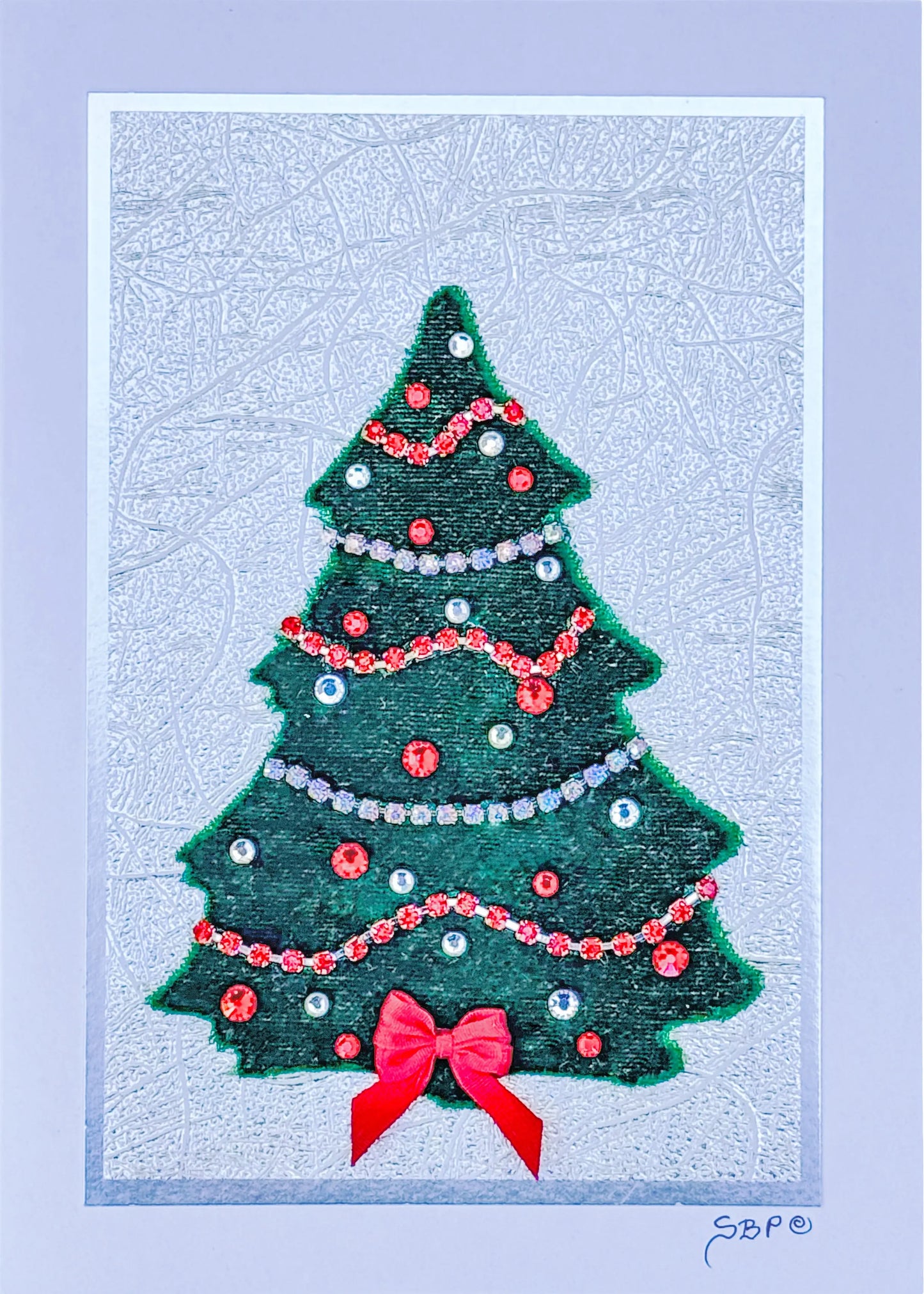 Green Tree and Bow Christmas Card