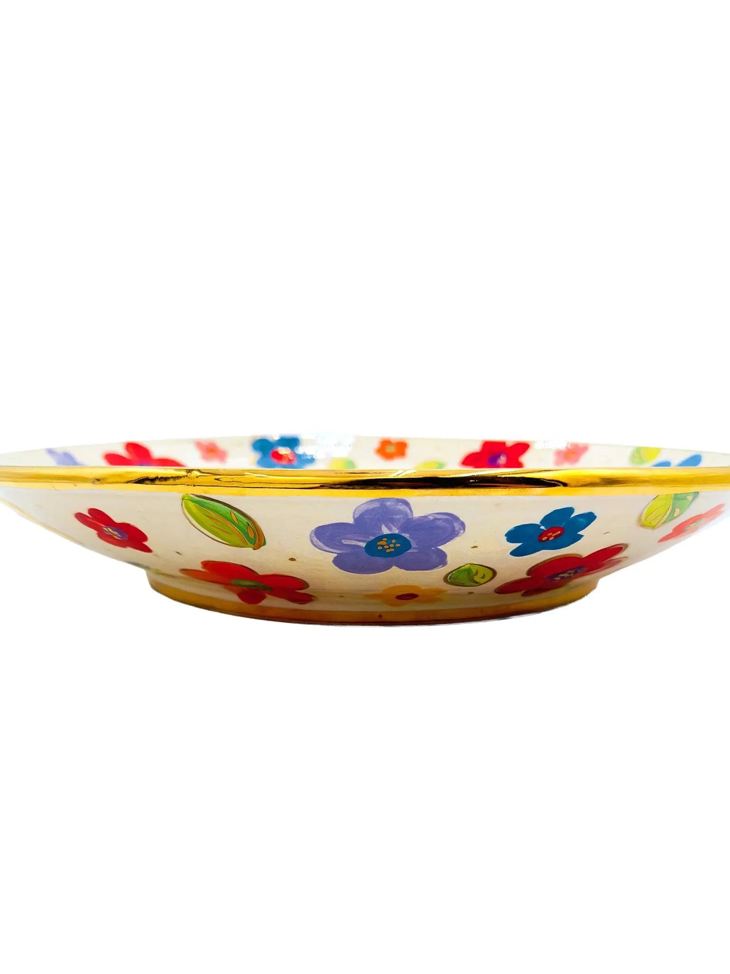 Ceramic Floral and Gold Platter 15”