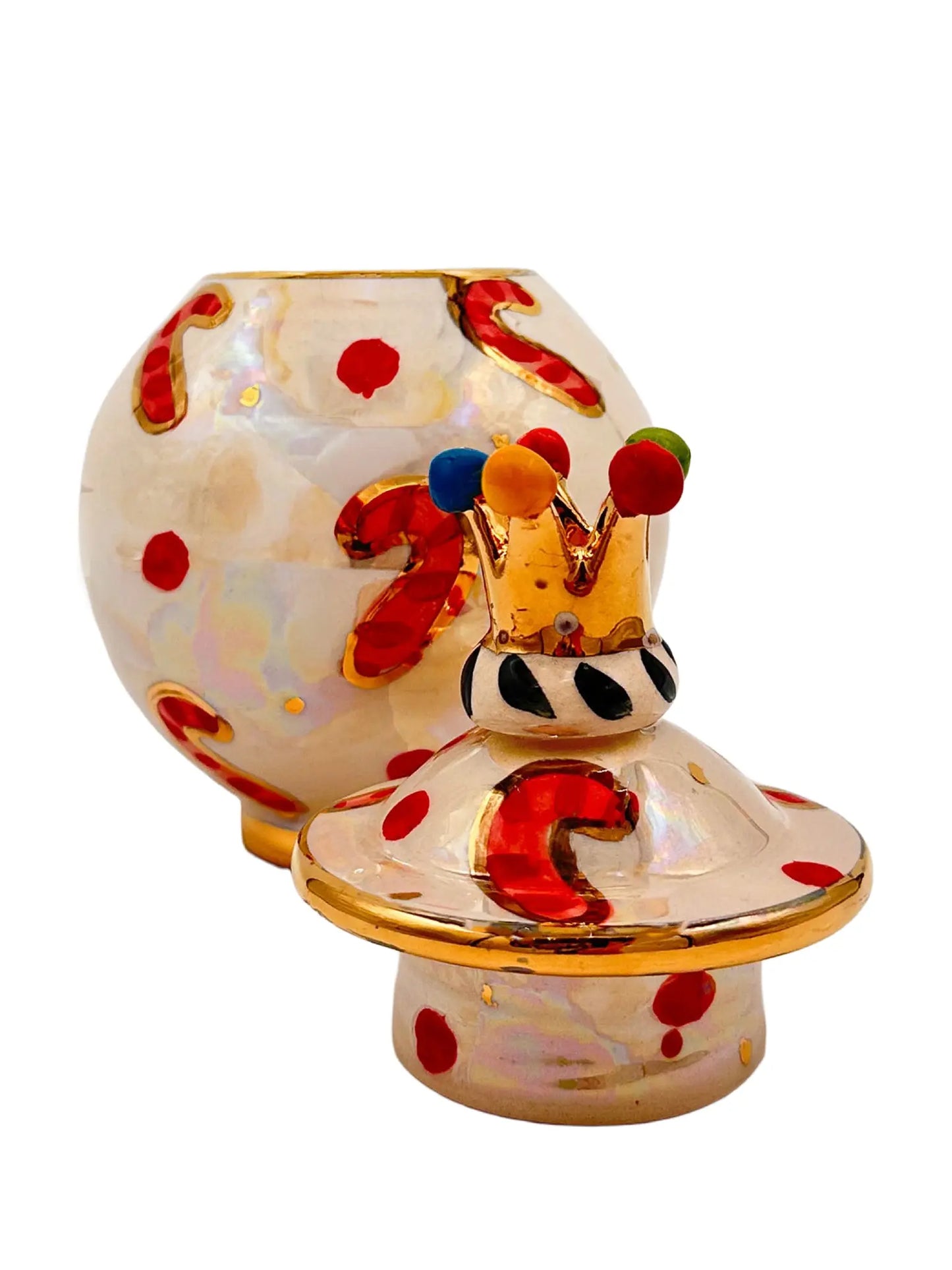 Candy Cane Crowned Pot with Lid