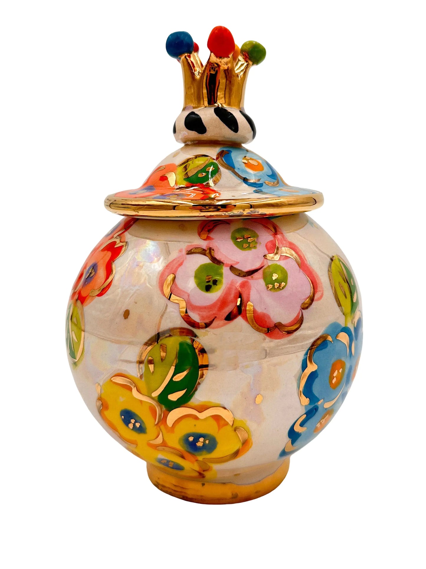 Ceramic Pot with Crown Lid