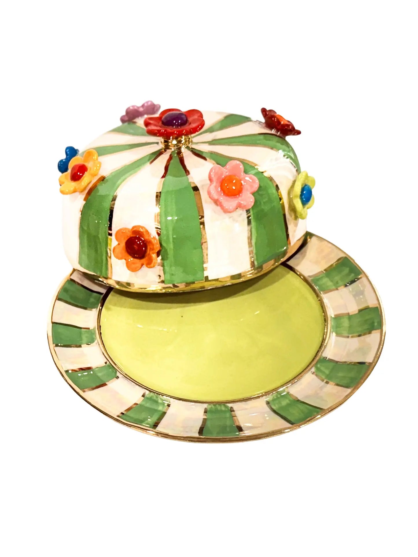 "Floral Garden" Relief Flower Butter Dish