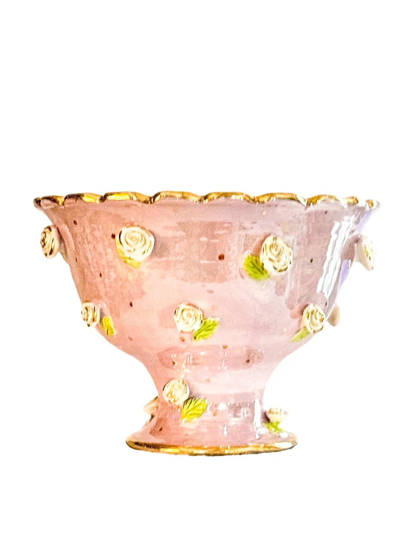 "Pink Radiance" Rose Pedestal Bowl